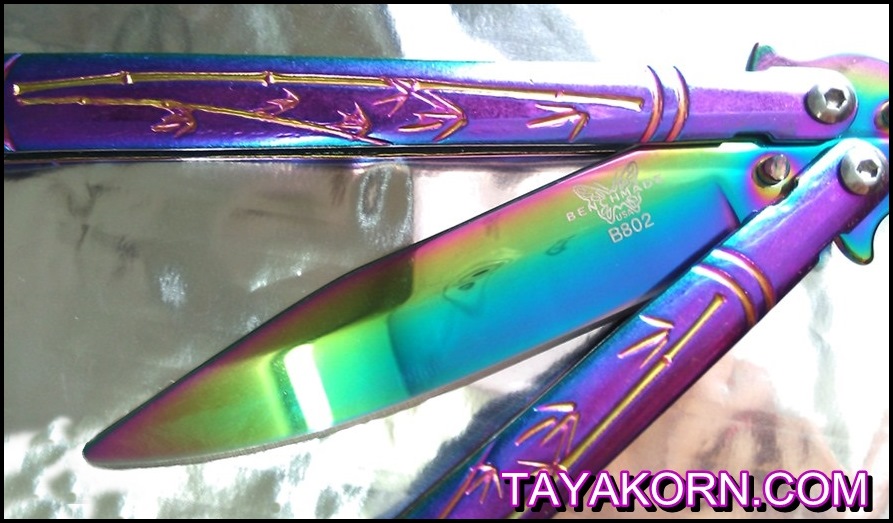 มีดซ้อมควง บาลีซองใบไผ่สีรุ้ง Rainbow Bamboo Balisong Trainer TKBS-RB19TR