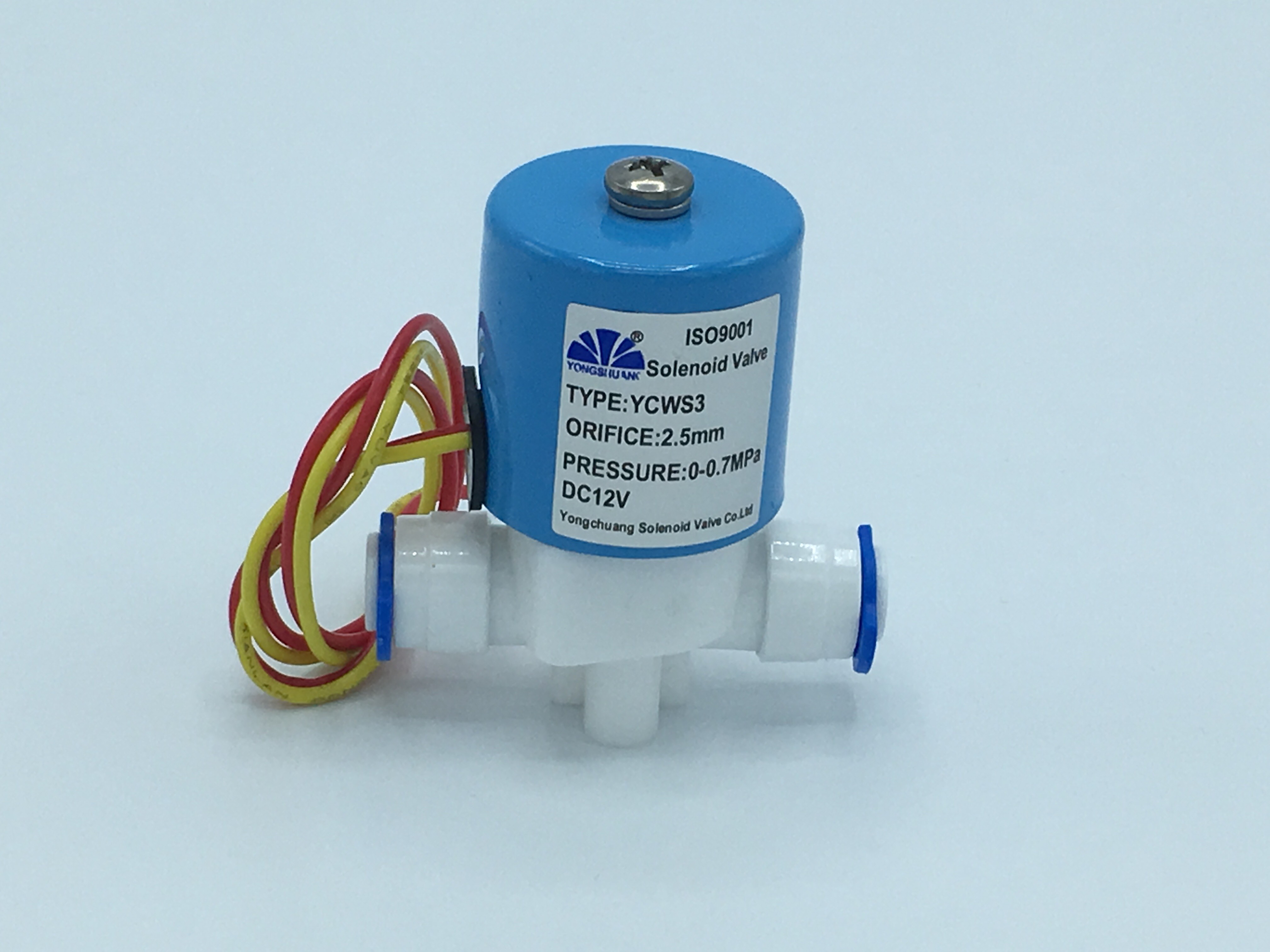 โซลินอยด์วาล์ว วาล์วไฟฟ้า วาวล์น้ำ วาล์วลม วาล์วพลาสติก N/C 12V DC 1/4" ( แบบเสียบสาย 1/4" )