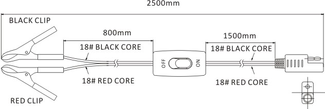 คีบแบตปั๊มน้ำ ยาว 2.5 เมตร Type D