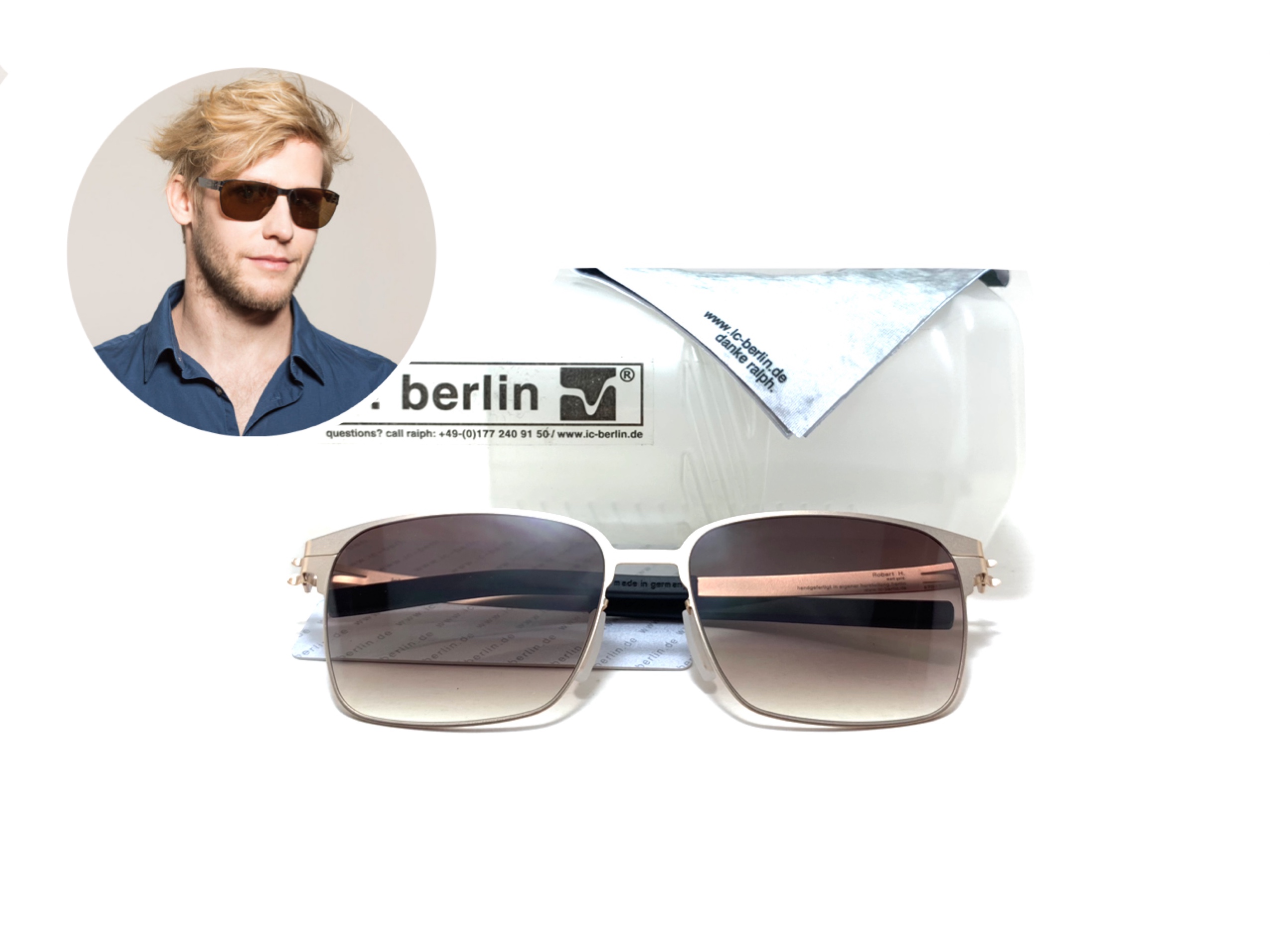 แว่นกันแดด ic berlin model Robert H. matt gold 57-17 <ทอง>