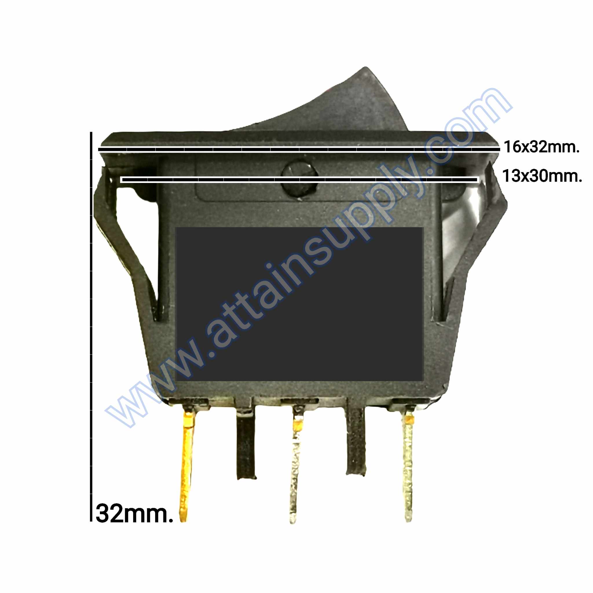 สวิทช์ ไฟจุด-เหลี่ยมบาง 220V./3ขา มีไฟ-สีแดง