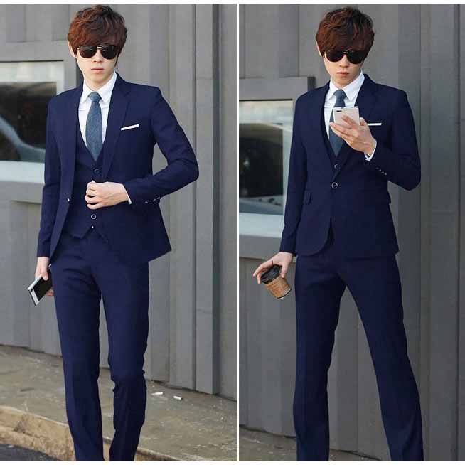 สูท,ชุดสูทเจ้าบ่าว,สูทผู้ชาย สีน้ำเงินเข้ม พร้อมส่ง S,M,L,XL,2XL,3XL,4XL