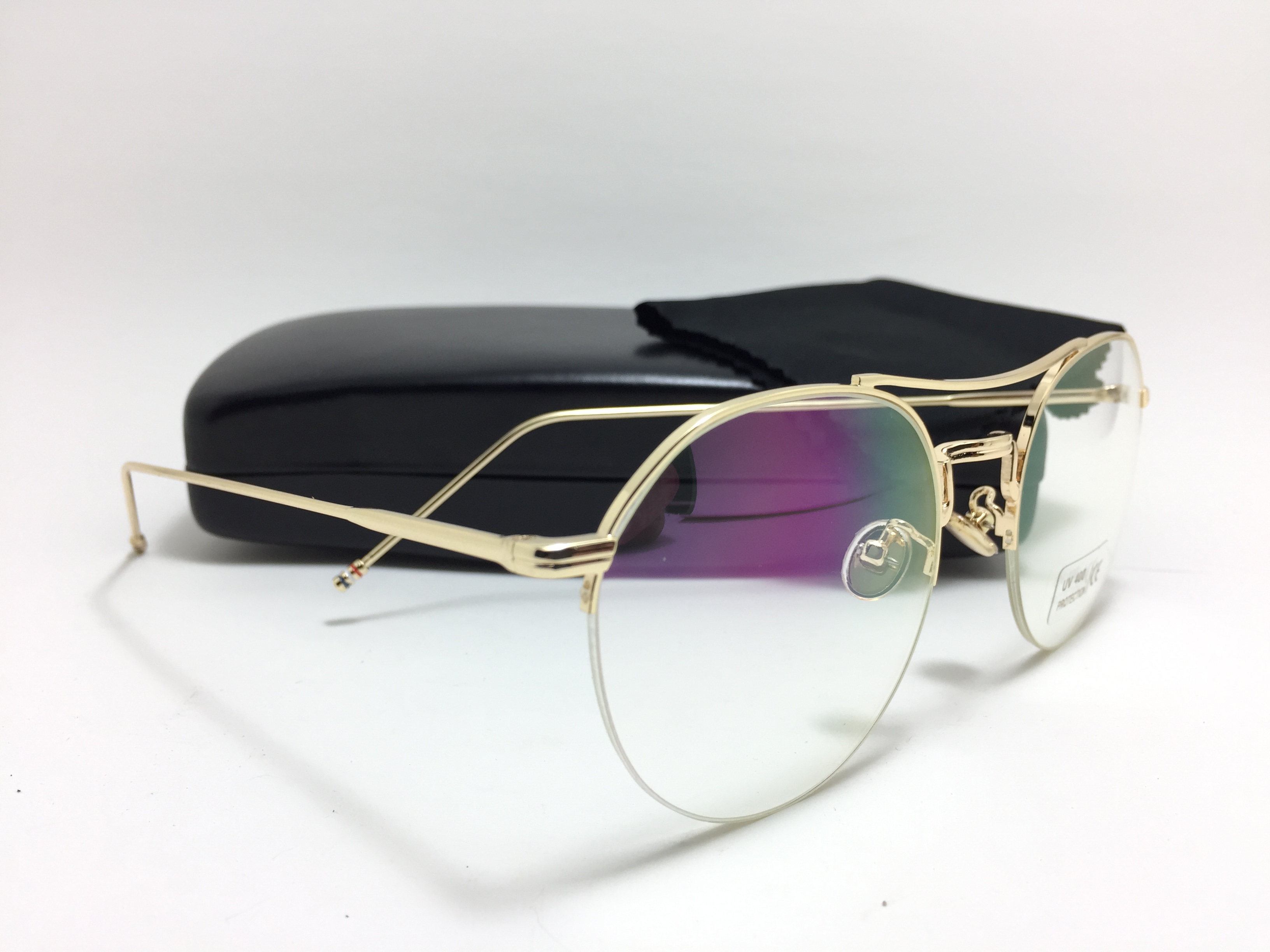 แว่นกันแดดแฟชั่น Gold Box Flat Light Microscopy 3326 52-23 150 <ทอง>