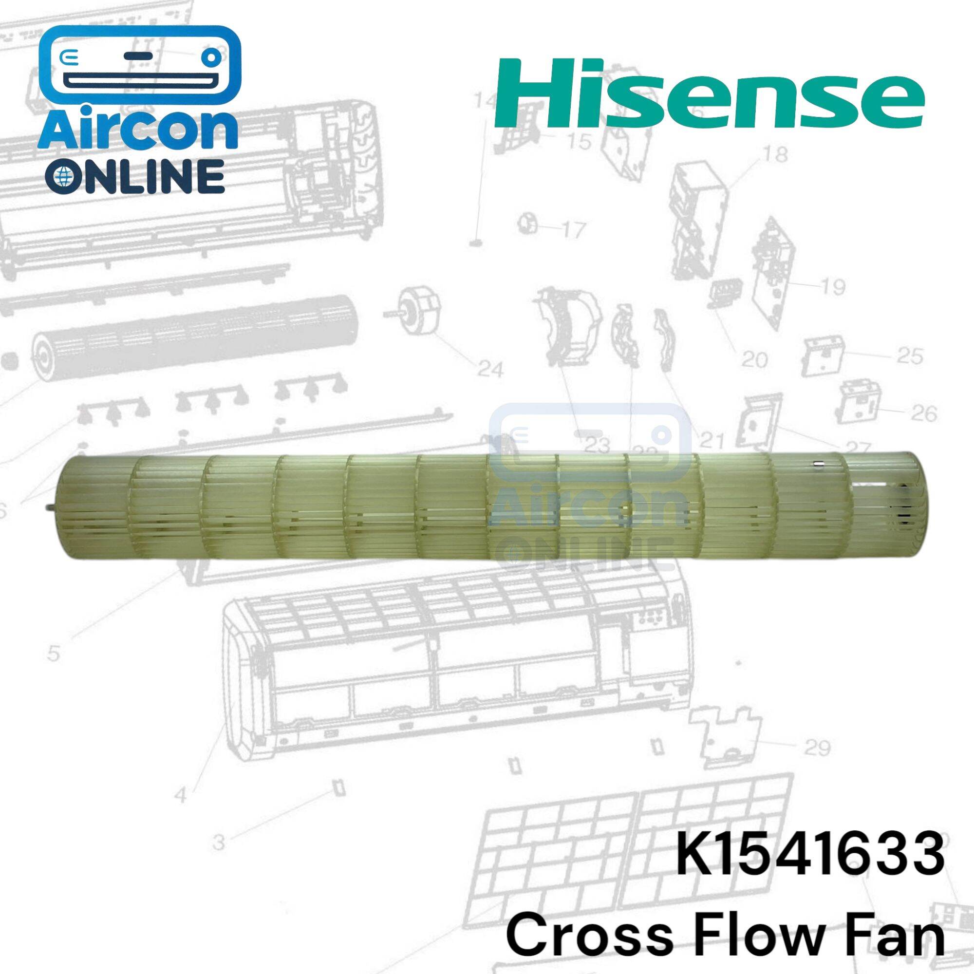 ใบพัดลมโพรงกระรอก แอร์ HISENSE รหัส. K1541633 ของแท้ ใหม่ มือ1 **กรุณาสอบถามก่อนการสั่งซ์้อ**
