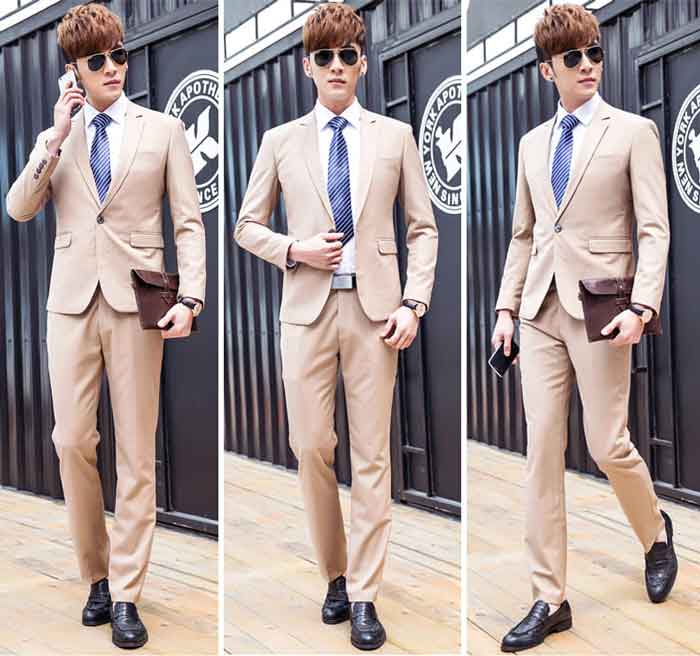 สูท,ชุดสูทเจ้าบ่าว,สูทผู้ชาย สีทอง(น้ำตาลอ่อน) พร้อมส่ง S,M,L,XL,2XL,3XL,4XL