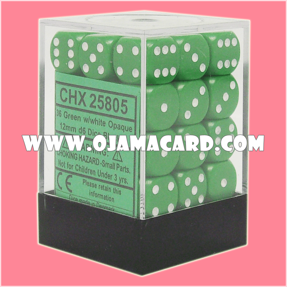 Chessex 12MM D6 Dice Block — Opaque : Green / White「1 Dice」