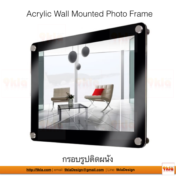 A1 กรอบรูปอะครีลิคติดผนัง สีดำ 90x66ซม. มุมมน (สินค้าหมดสั่งผลิต) ดำ 6mm. ชุด