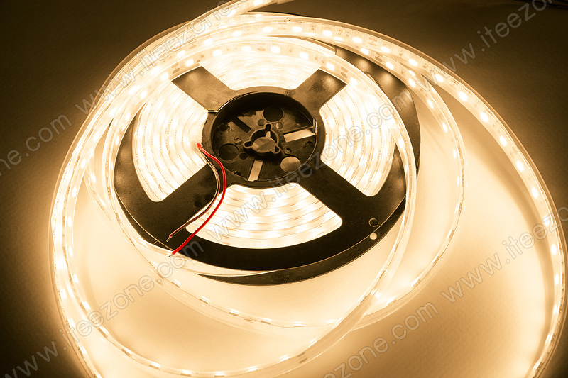 LED Strip เส้น ม้วน 5 เมตร สี Warm white 3000K ท่อซิลิโคน (กันน้ำ IP67)