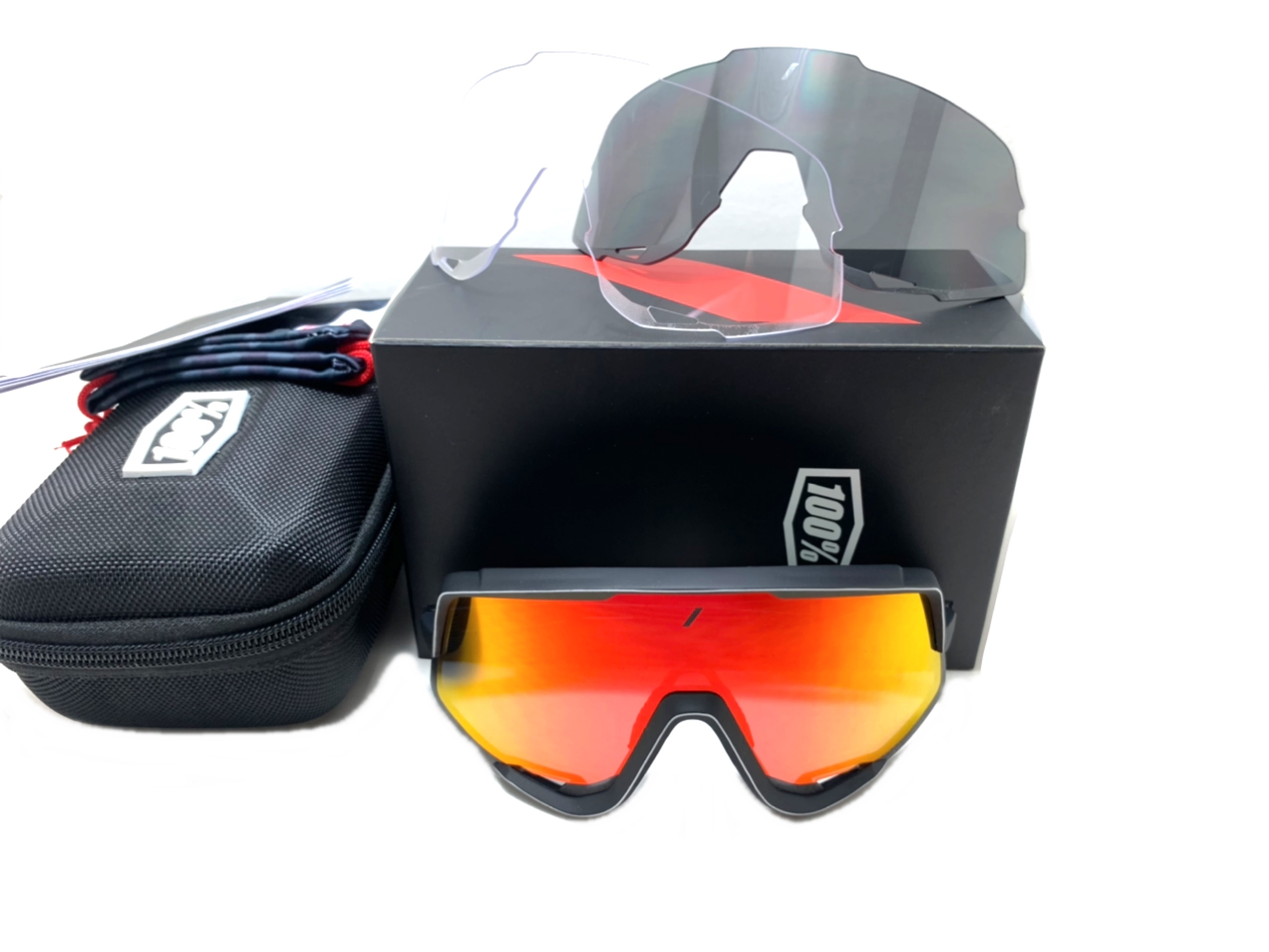 แว่นกันแดด แว่นปั่นจักรยาน 100% Speedcraft Glendale <Soft Tact Red Smoke Lens>