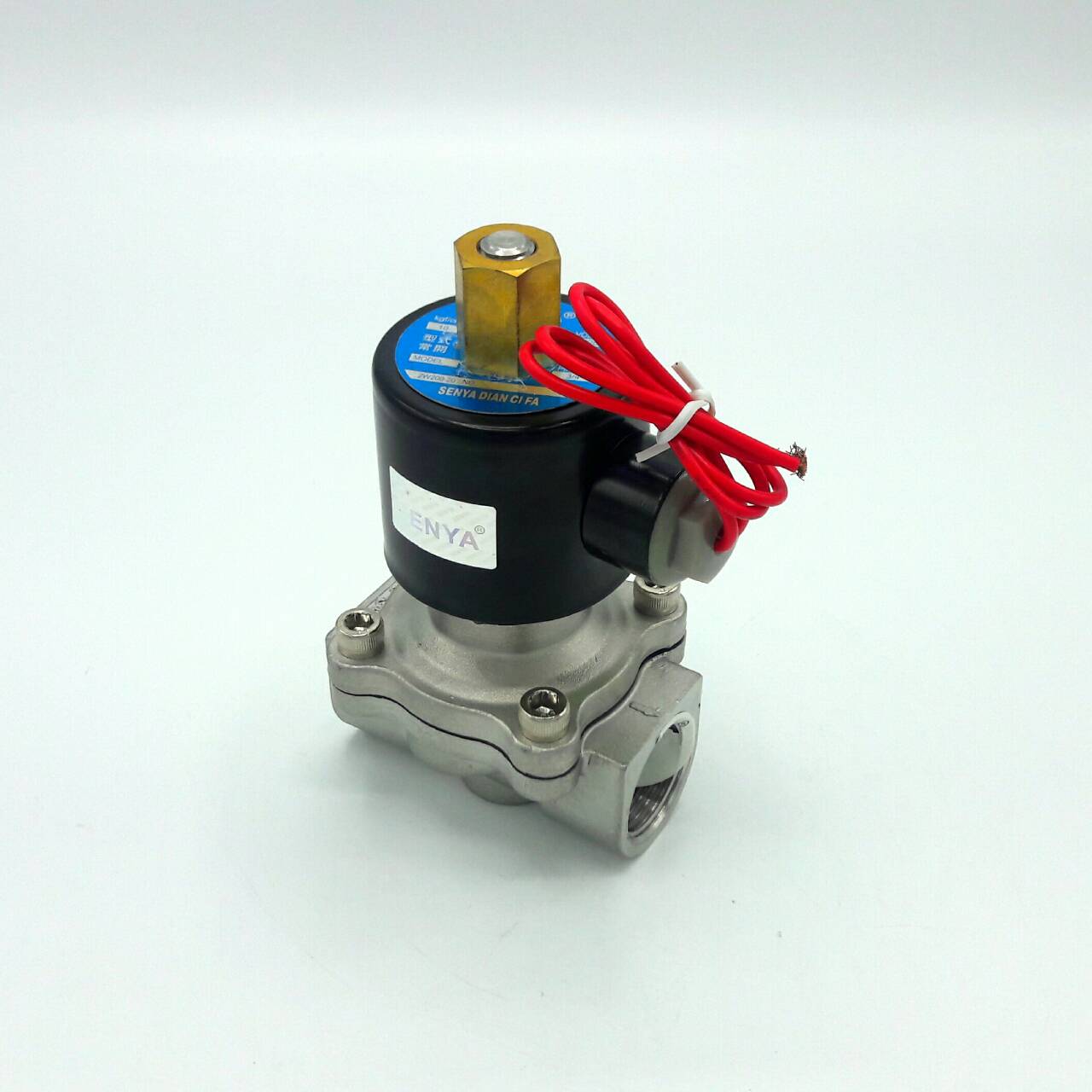 โซลินอยด์วาล์ว วาล์วไฟฟ้า วาวล์น้ำ วาล์วลม วาล์วสแตนเลส N/O(ปกติเปิด) 220V AC 1/2"