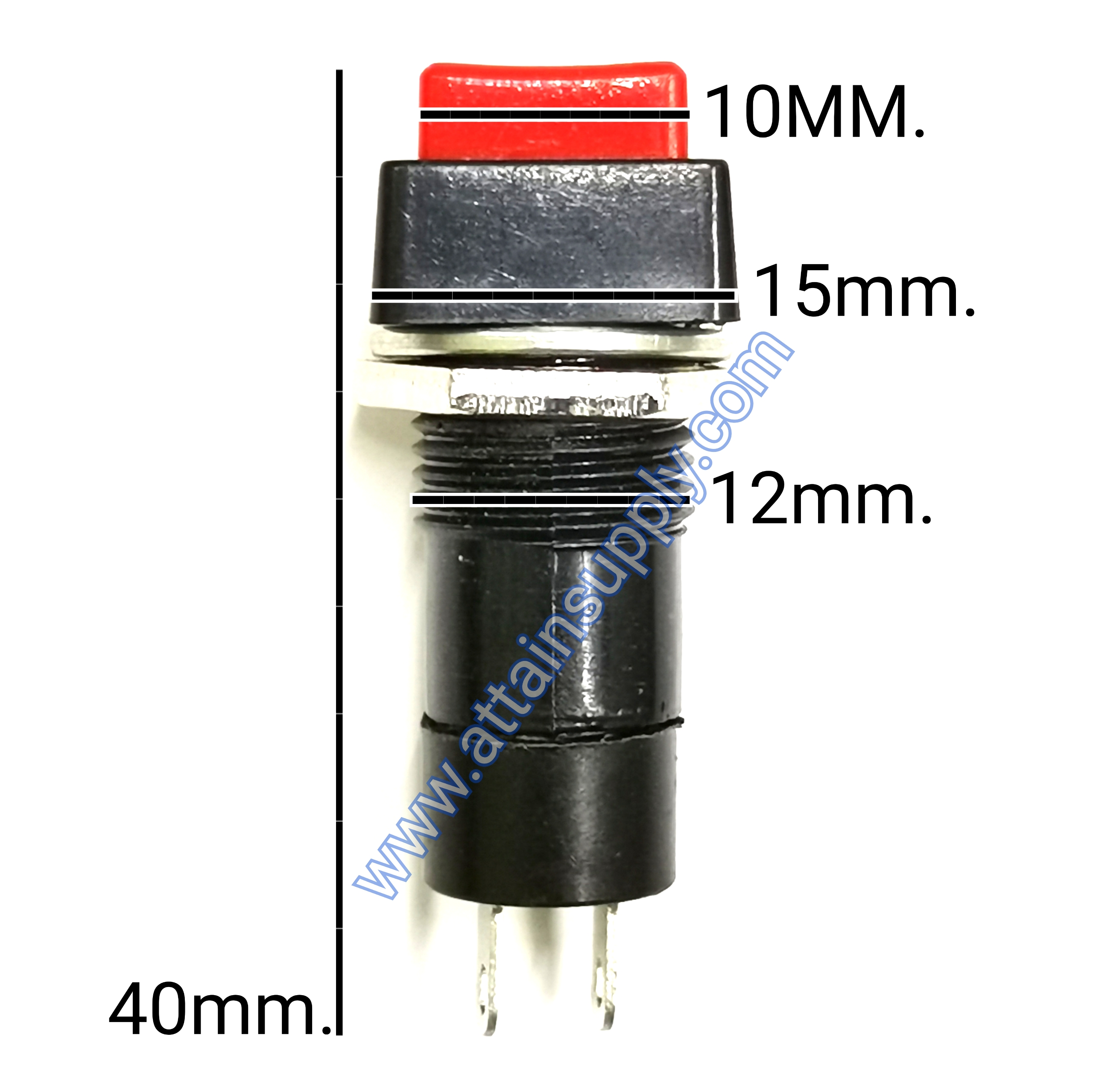 สวิทช์ กดติด-ปล่อยดับ/หัวสี่เหลี่ยม ฐานกลมแกนยาว-สีแดง