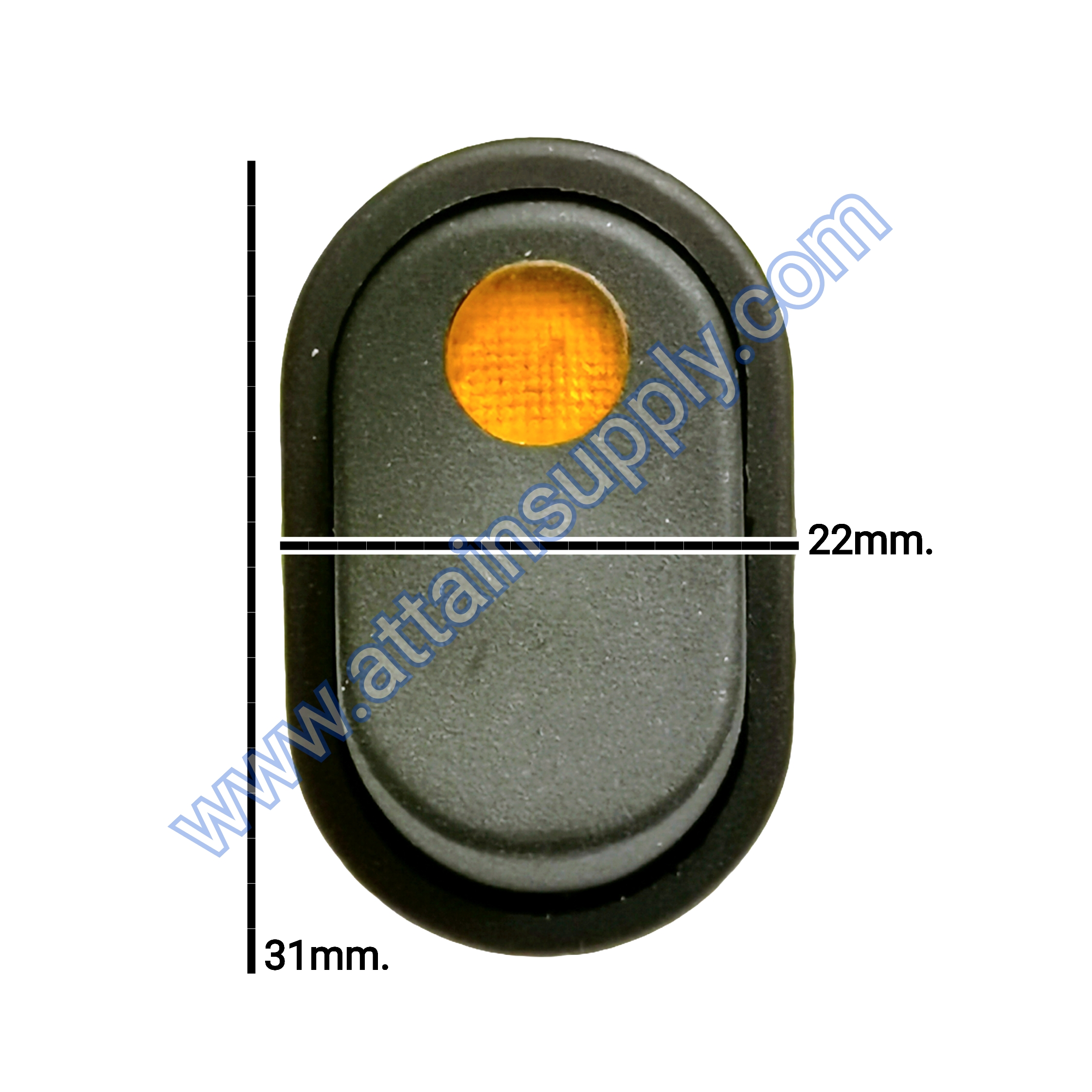 สวิทช์รถยนต์วงรี 12V./3ขา มีไฟ-สีเหลือง