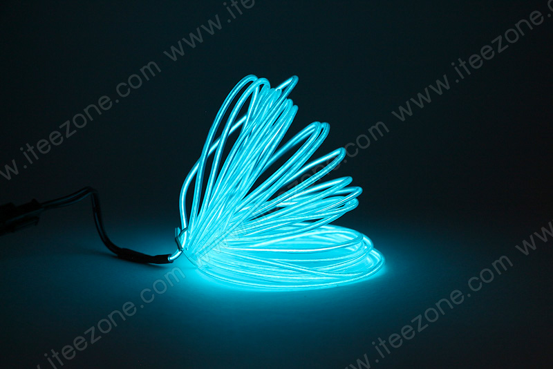 EL Wire 5 เมตร + รางถ่าน AA 2 ก้อน / สีไอซ์บลู