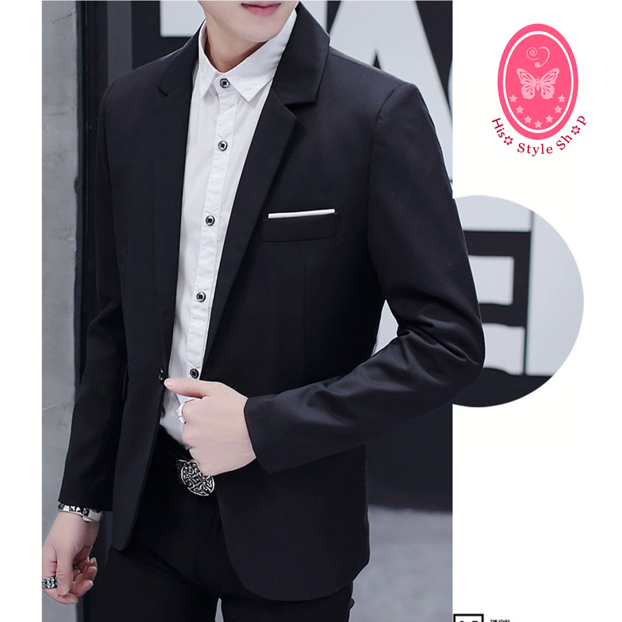 สูท,เสื้อสูท ผ้าคอตตอน เกรดA สีดำ พร้อมส่ง 2XL