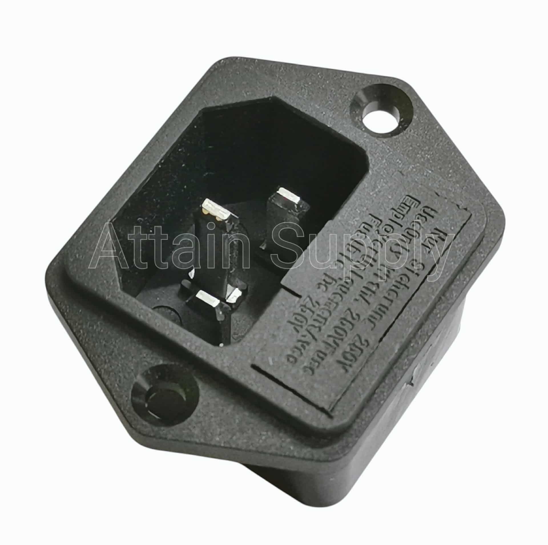 เต้ารับAC-3ขาผู้+ช่องฟิวส์ ติดแท่น ขอบยึดน็อต