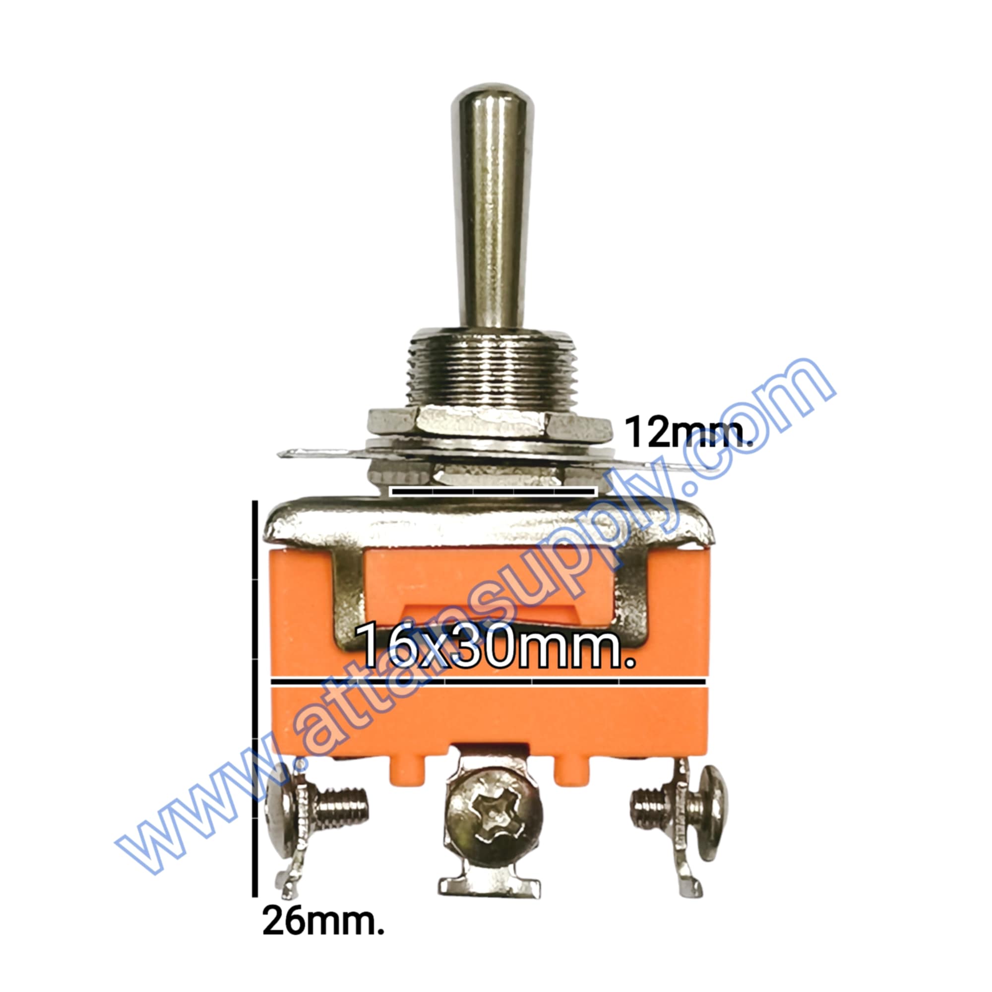 สวิทช์โยก ON-OFF-ON 3ขา-แบบขันน็อต/สีส้ม