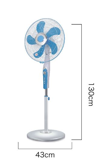 พัดลมตั้งพื้น 12V 15W 16 นิ้ว 5 ใบพัด สีฟ้า รุ่น HXGF-A01