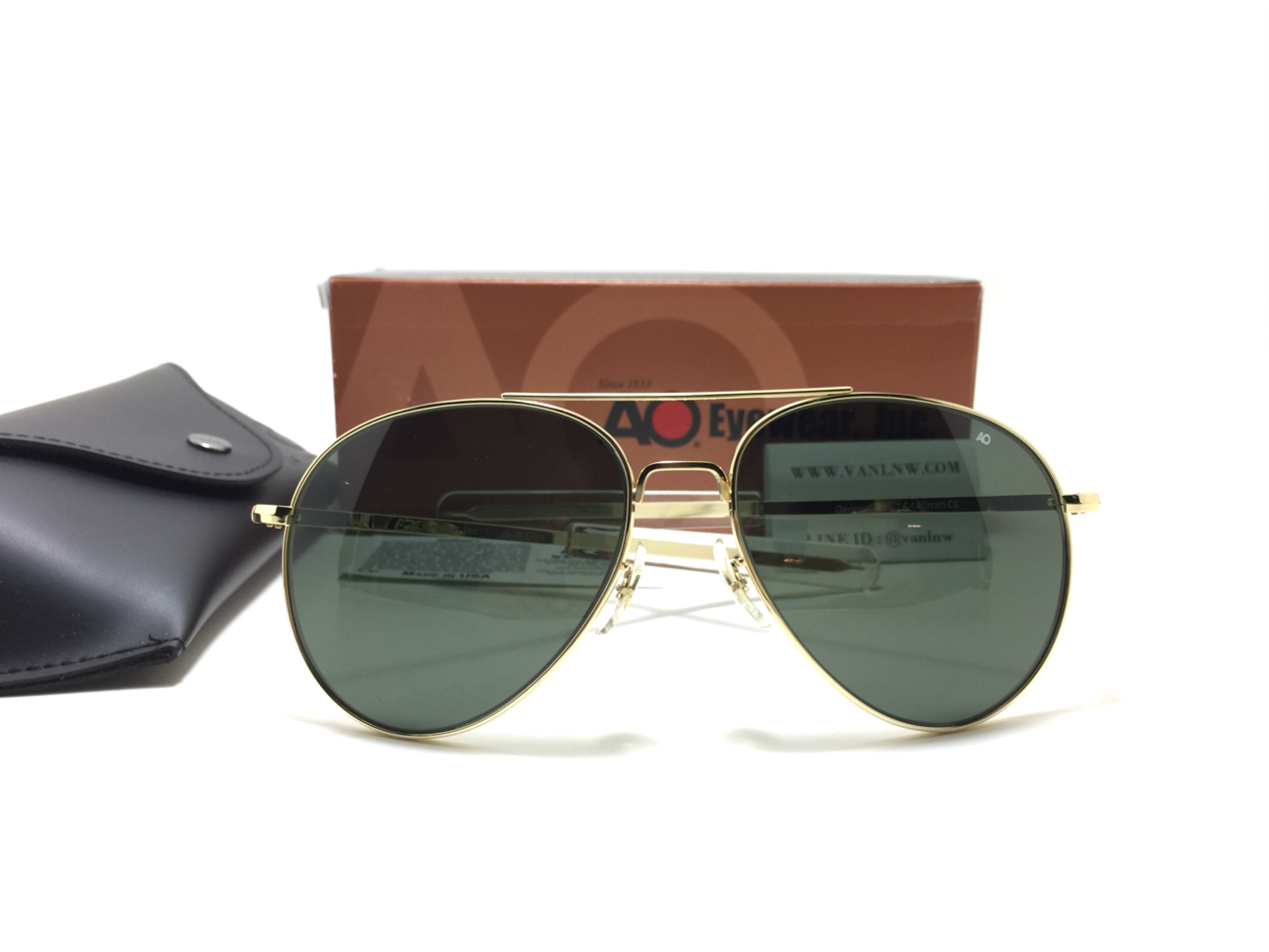 แว่นกันแดด Ao General 58-14 140 Made in USA (ทอง) ของแท้ 100%