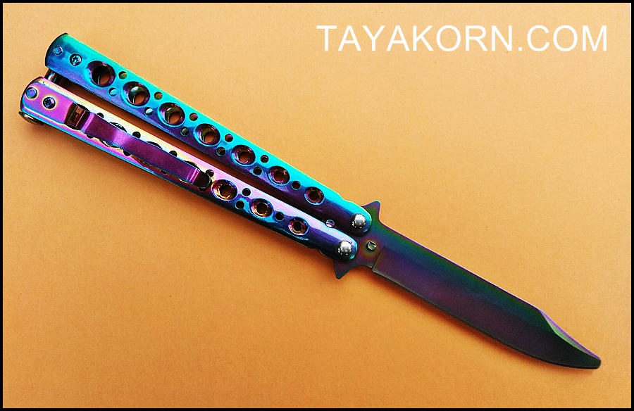 มีดซ้อมควง บาลิซองเรนโบว์ไฟร์ Balisong Rainbow5 Trainer Knife TKBS-BT3TR