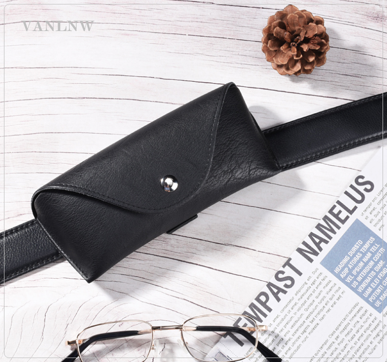 กล่องแว่นตาคาดเอว Vintage Black Glasses กล่องแว่นตาพกพา ซองใส่แว่นตาคาดเข็มขัด ซองหนังใส่แว่นตา