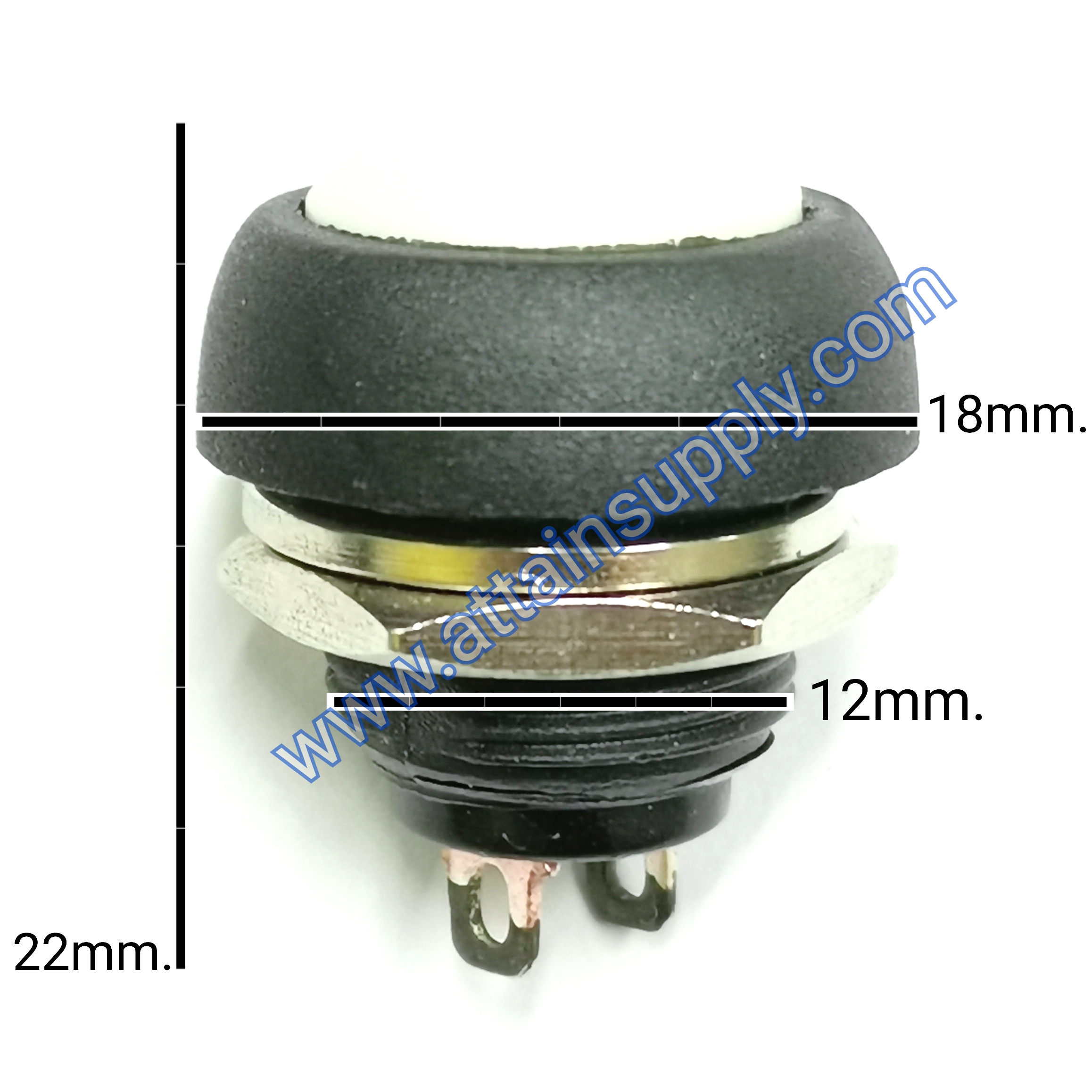 สวิทช์ กดติด-ปล่อยดับ/กลมกระดุม-สีขาว