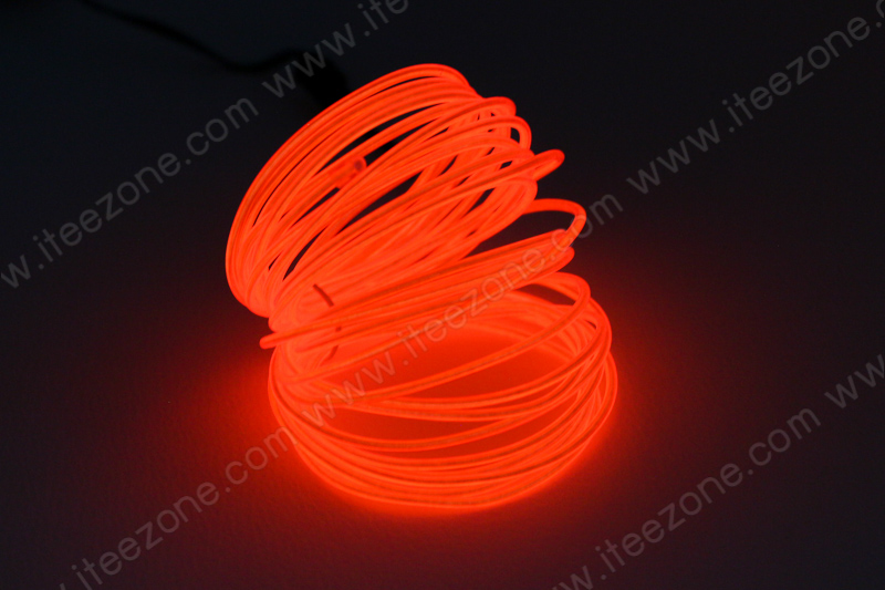 EL Wire 5 เมตร + รางถ่าน AA 2 ก้อน / สีแดง