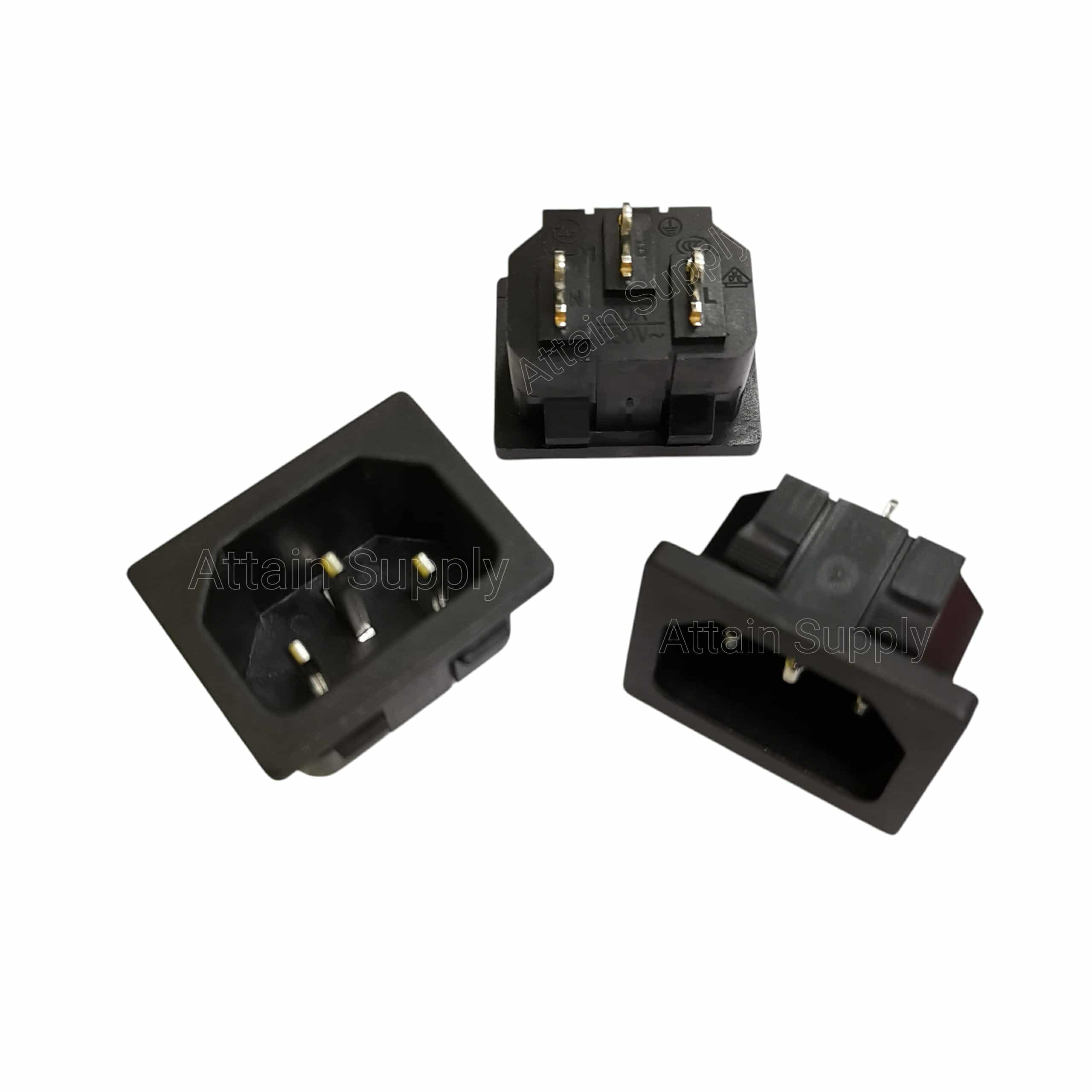 เต้ารับAC-3ขาผู้ ติดแท่น ขอบริมล็อค