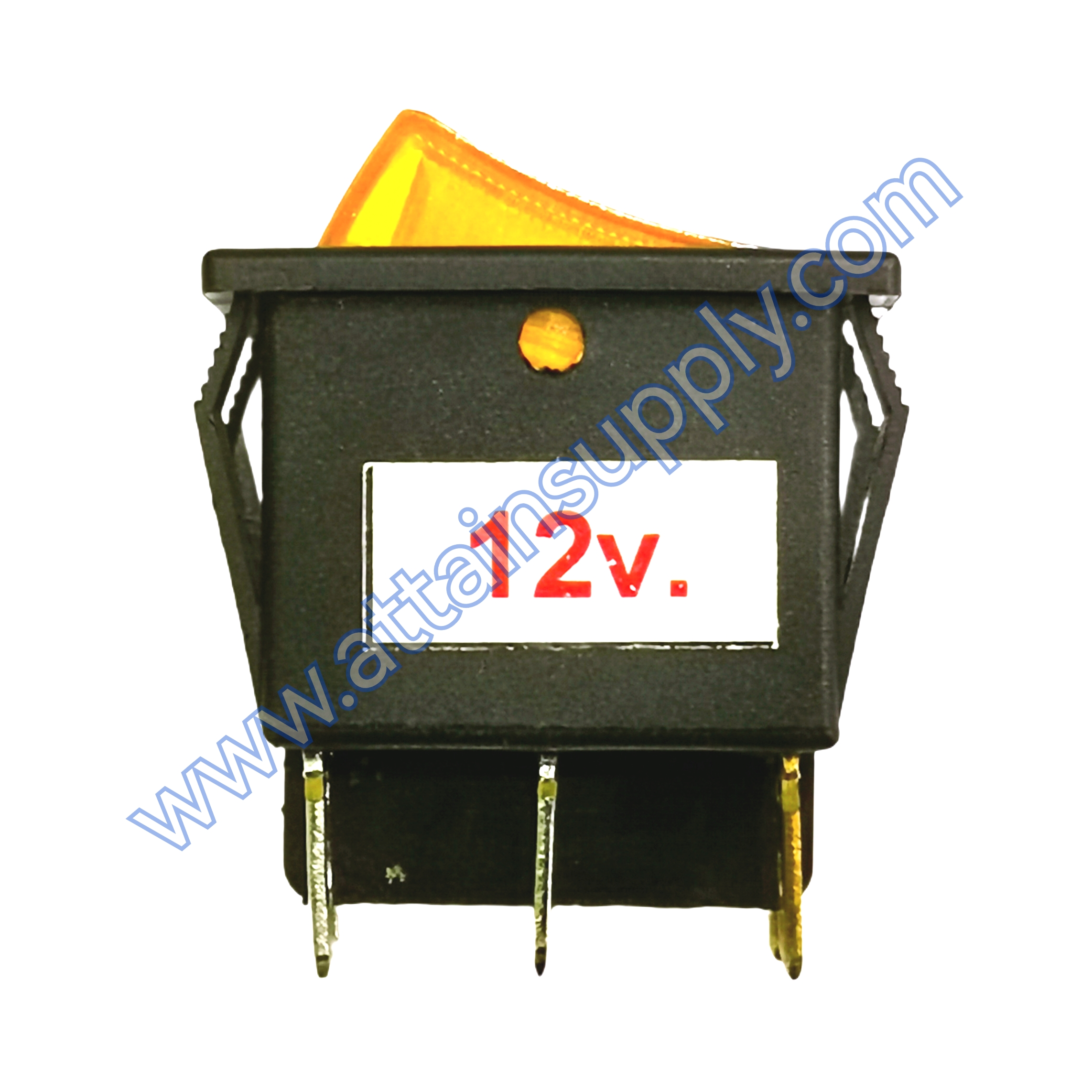 สวิทช์ IOแบบคู่-เหลี่ยมใหญ่ 12V./6ขา มีไฟ-สีเหลือง+เหลือง