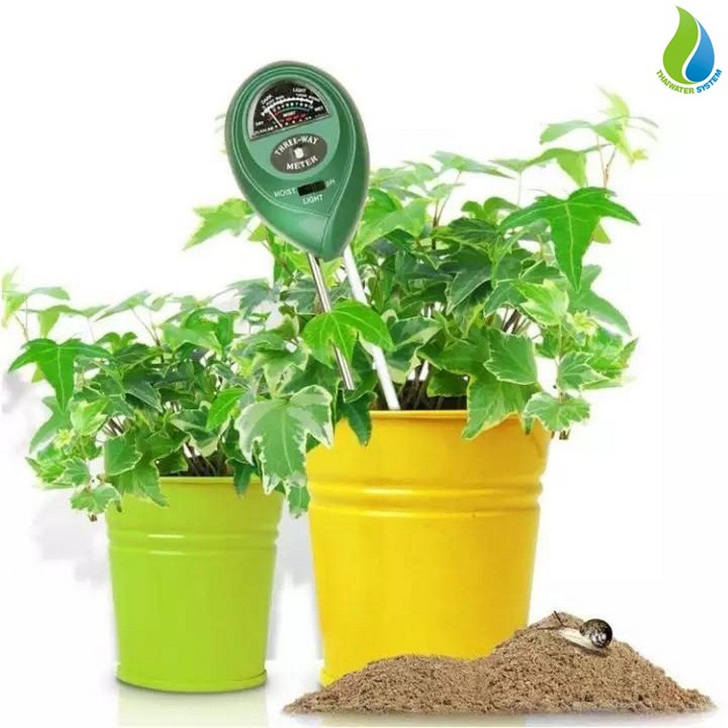 เครื่องวัดพีเอช PH เครื่องวัดอุณหภูมิ เครื่องวัดความชื้นในดิน Soil Meter PH ความเป็นกรด-ด่างความชื้นในดิน และความสว่าง 3 in 1 Soil PH Meter SKU-776