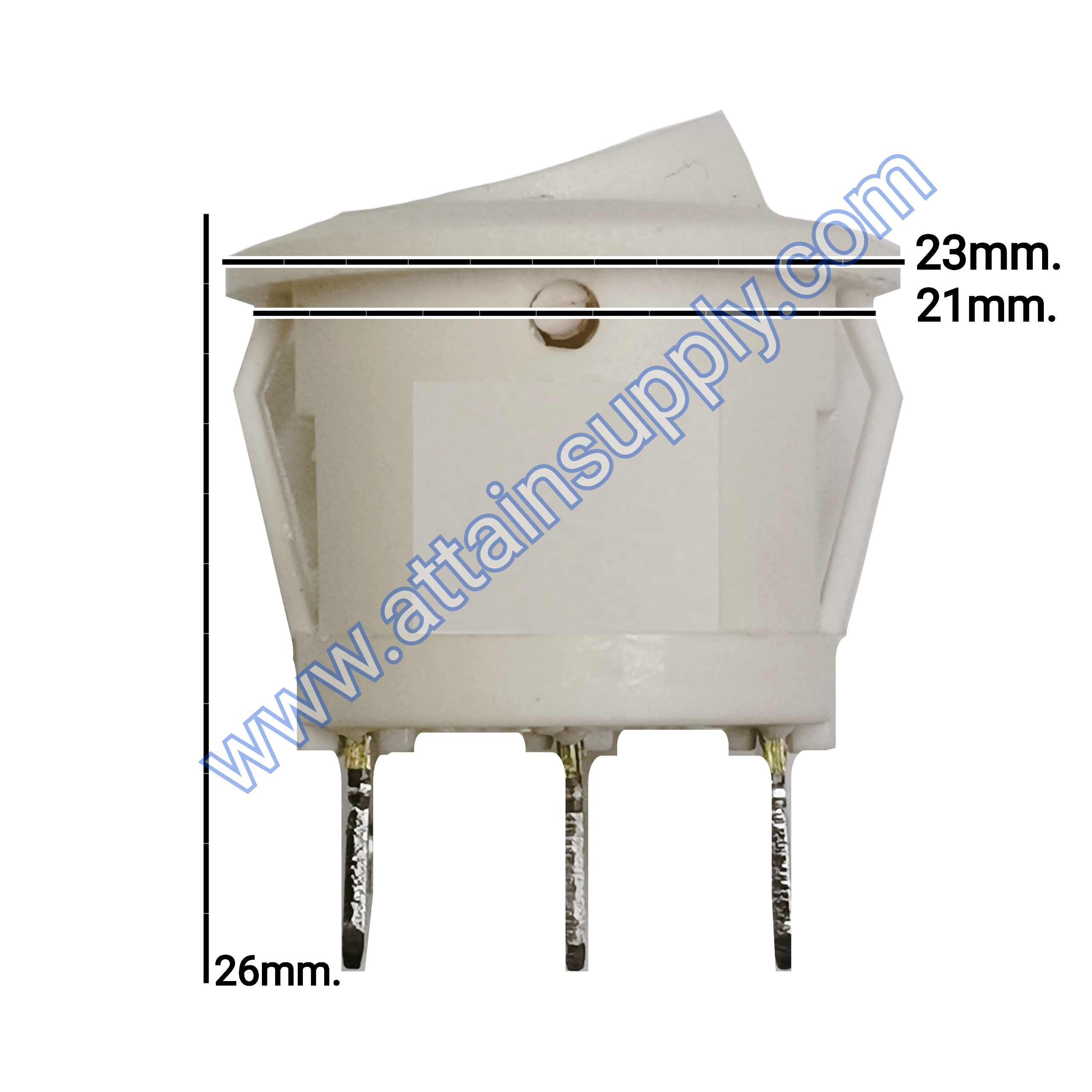 สวิทช์ IOกลม 3ขา ฐานกลม/ไม่มีไฟ-สีขาว