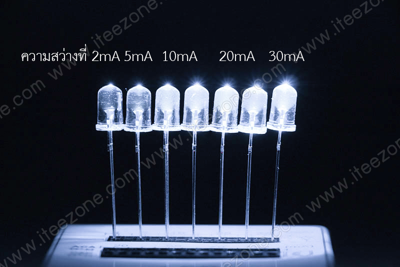 หลอดไฟ LED สีขาว กระเปาะใส 5mm Super Bright