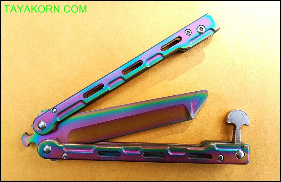 มีดซ้อมควง เรนโบว์มาซามุ Rainbow Masamu Balisong Trainer Knife TKBS-RM8989TR