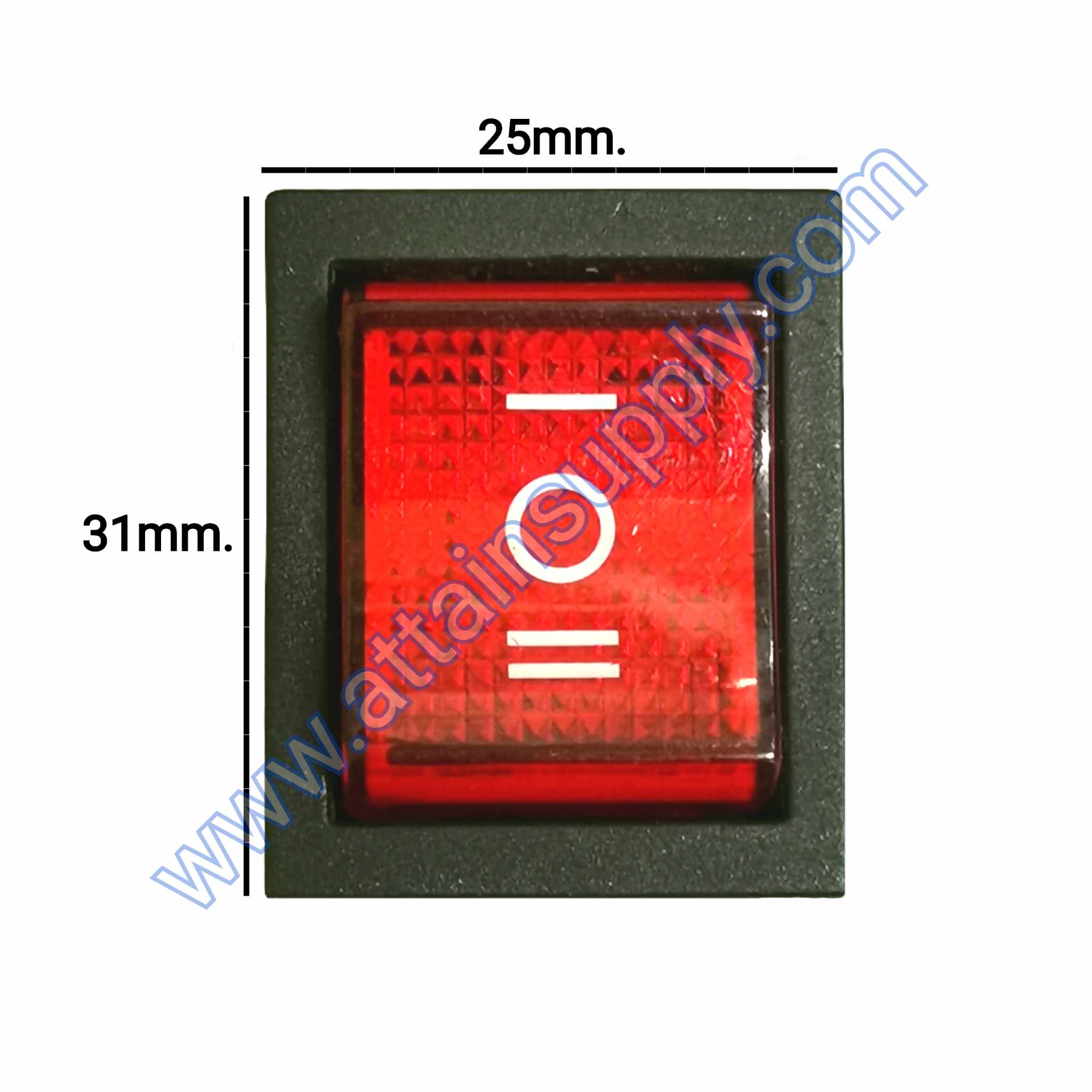 สวิทช์ IOII เหลี่ยมใหญ่ 220V./6ขา มีไฟ-สีแดง