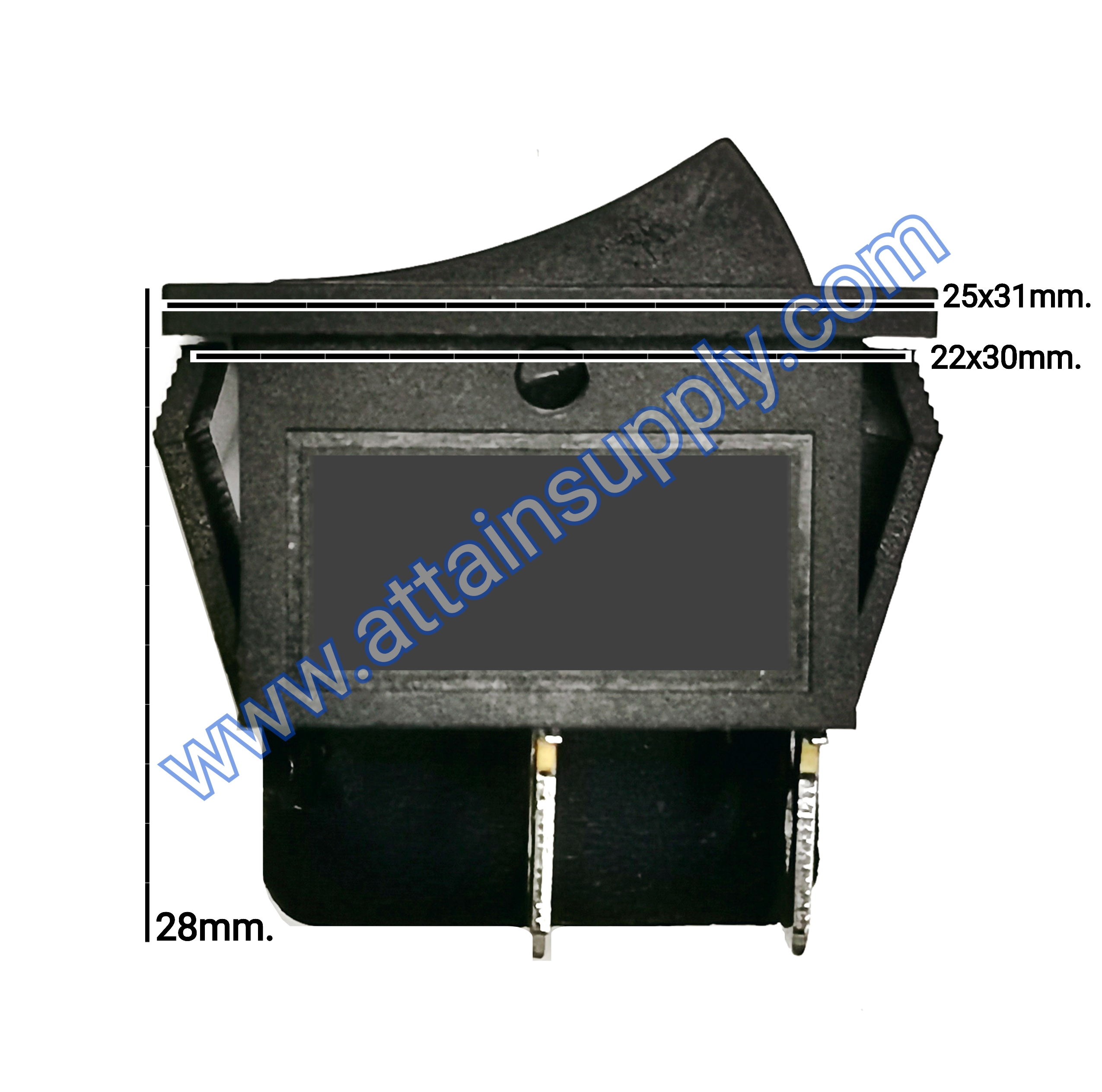 สวิทช์ IO เหลี่ยมใหญ่ 4ขา/ไม่มีไฟ-สีดำ