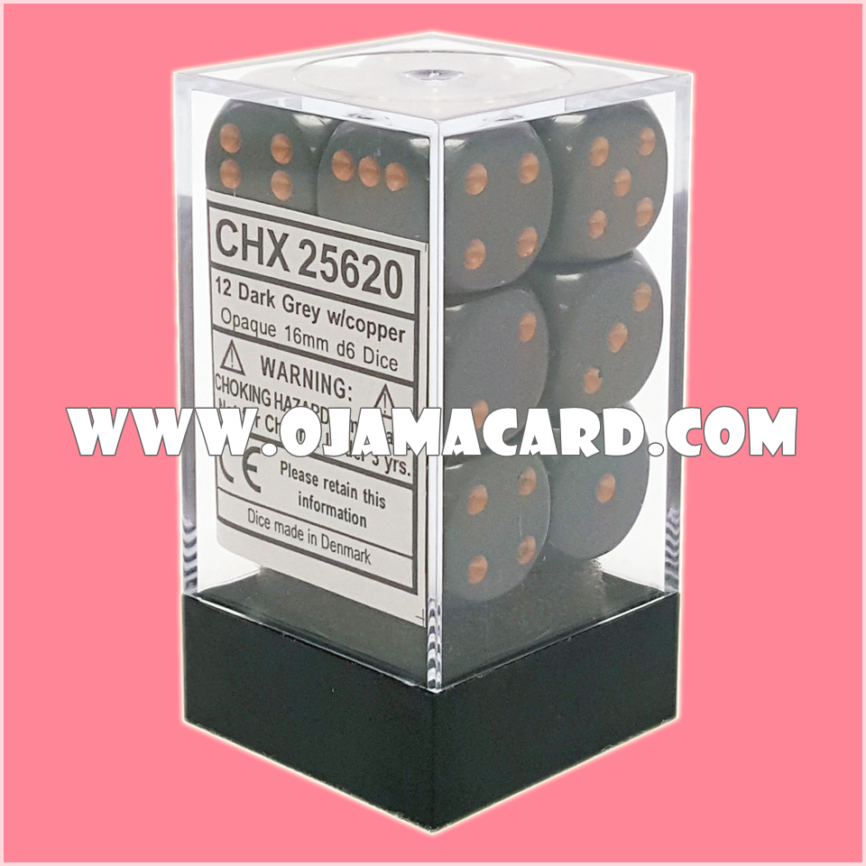 Chessex 16MM D6 Dice Block — Opaque : Dark Grey / Copper「1 Dice」