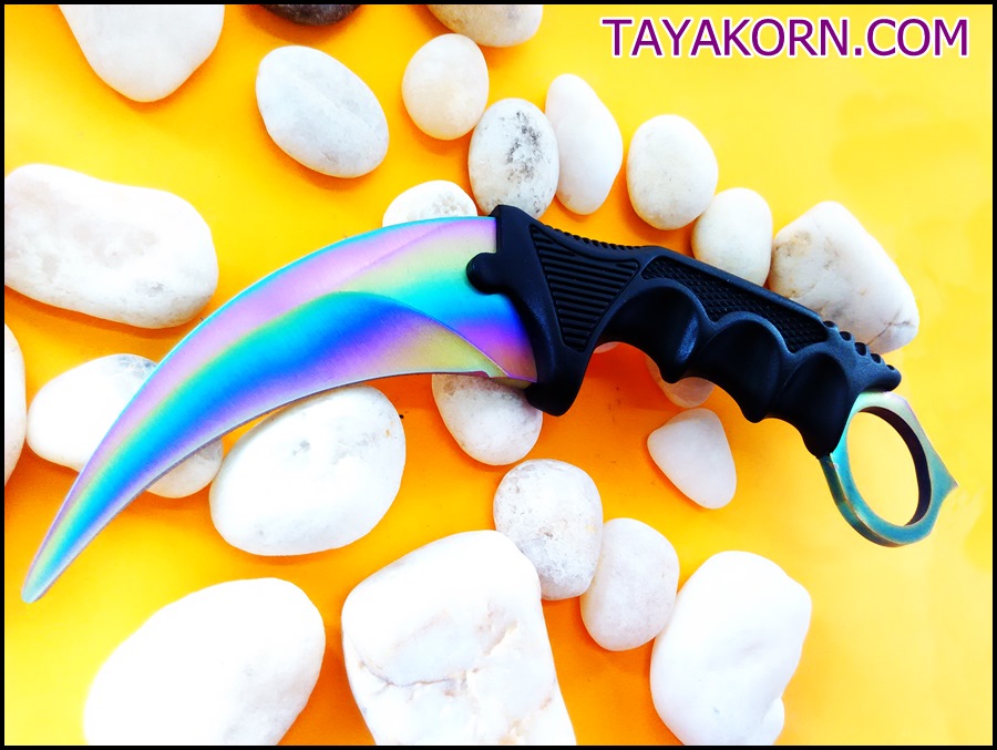 มีดซ้อมควง คารัมบิตเรนโบว์อีเกิ้ลคลอ( Eagle Claw ) Rainbow Eagle Claw Karambit TRAINER Knife TKKB-BS7779TR