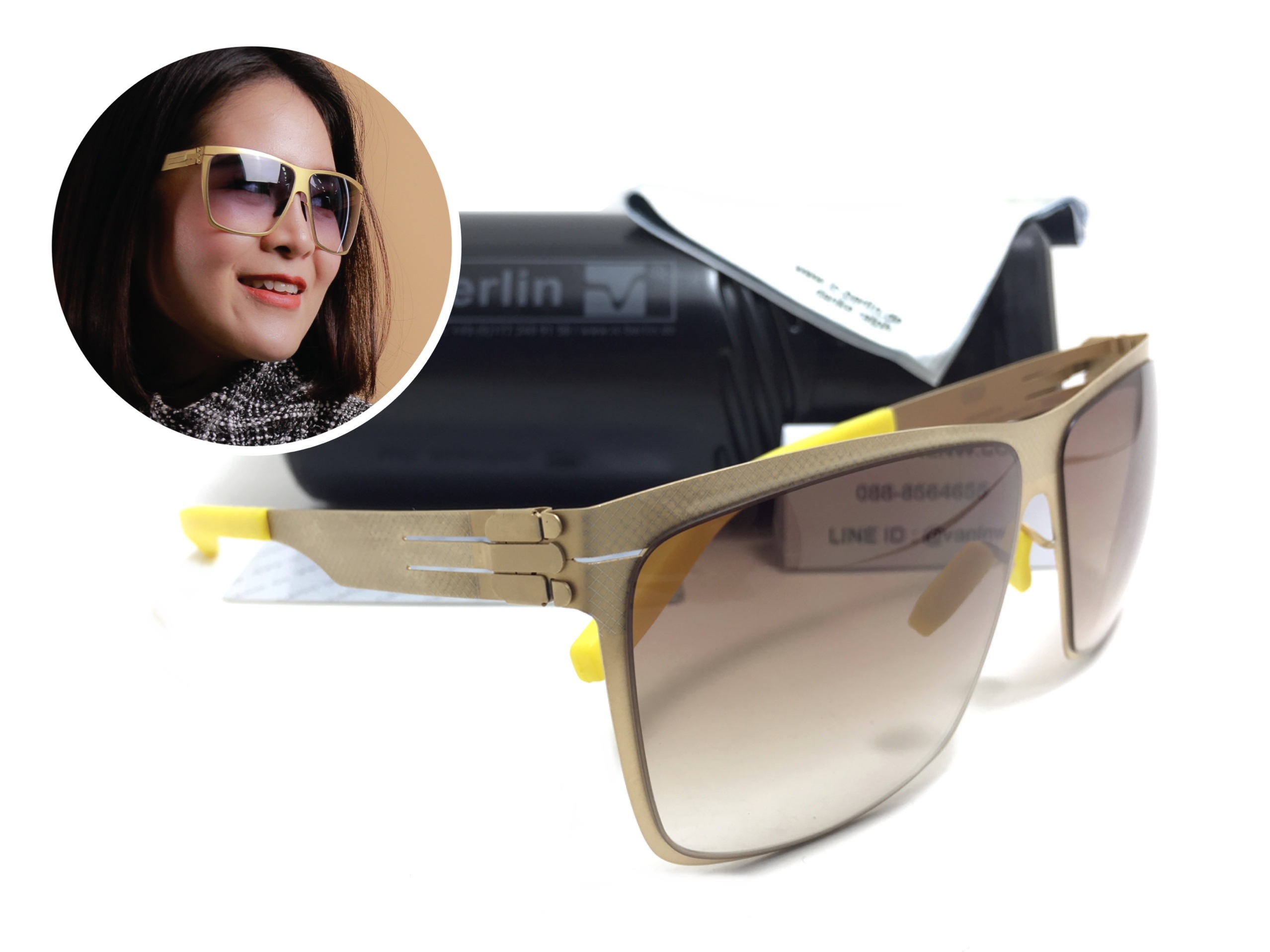 แว่นกันแดด ic berlin model siviob matt gold 62-12 <ทอง>