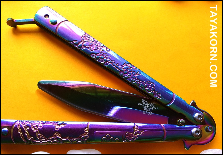 มีดซ้อมควง เรนโบว์ซากุระบาลิซอง Rainbow Sakura Balisong Trainer Knife TKBS-SK55TR
