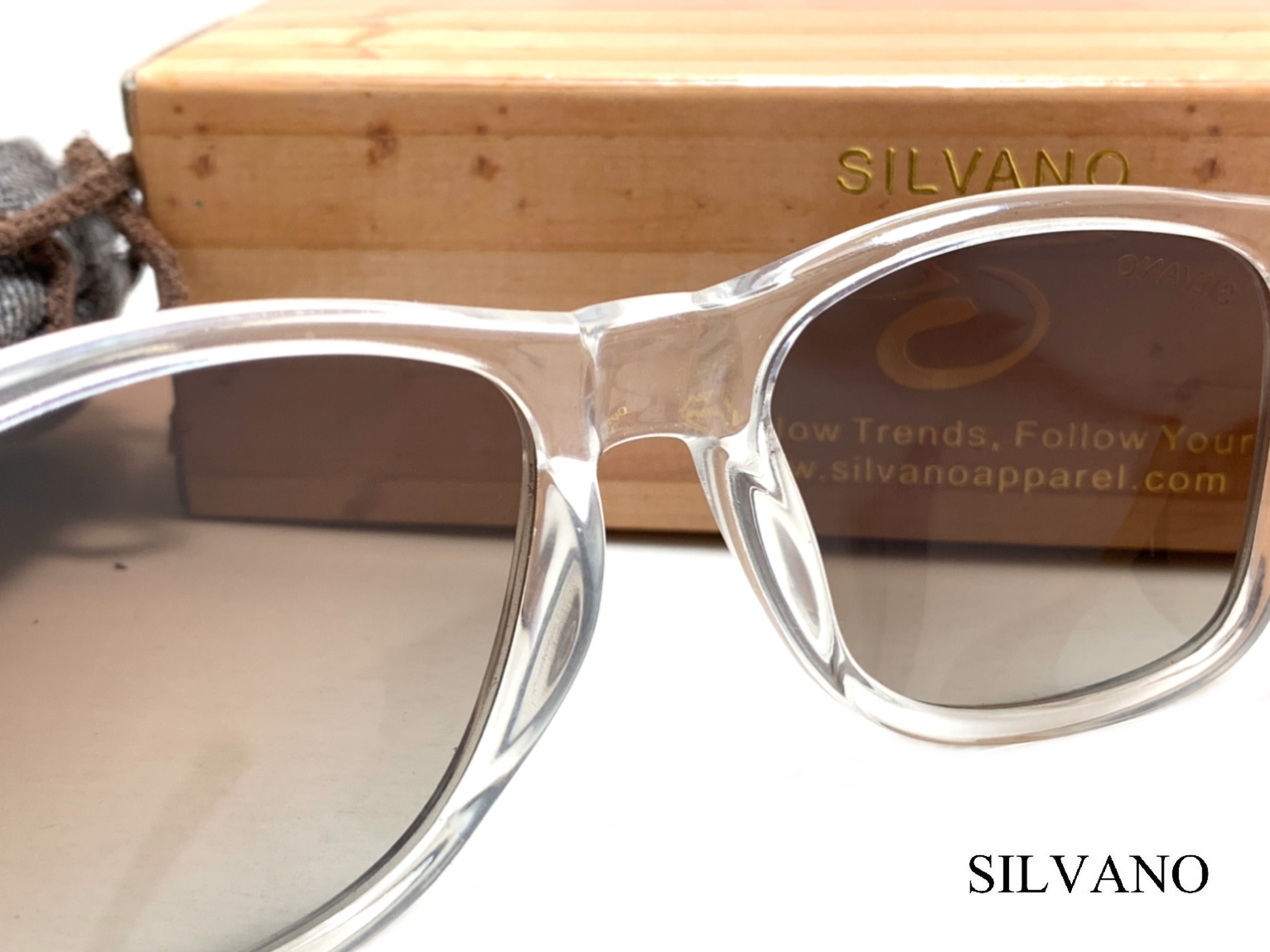 แว่นกันแดด Silvano Bamboo Wood Sunglasses Transparent/Brown Lens
