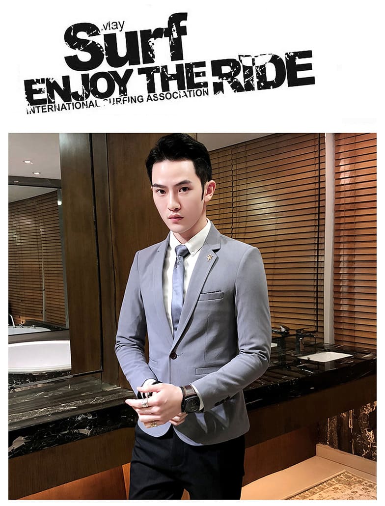 เสื้อสูทเกรด A สีเทา ผ้าคอตตอน L,XL