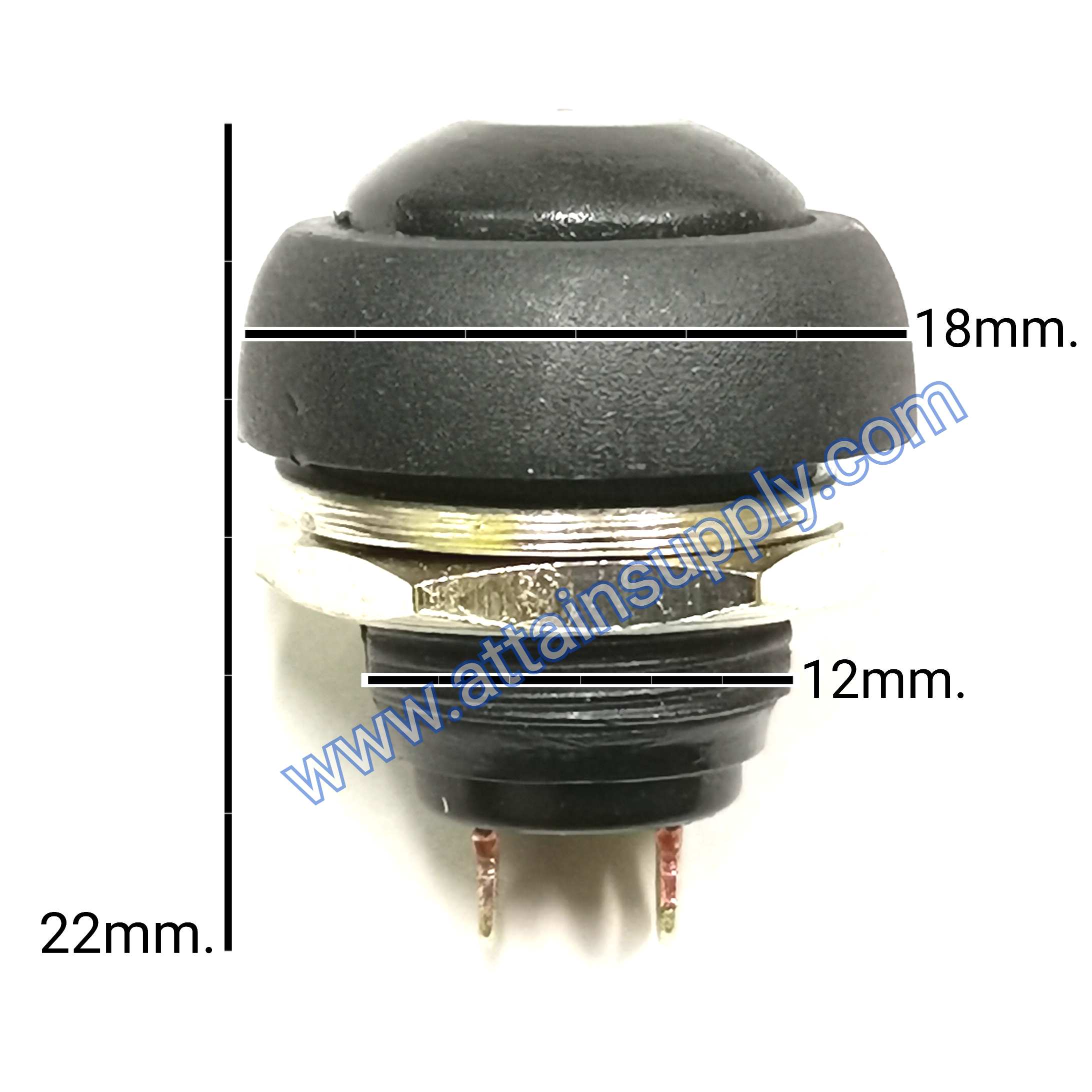 สวิทช์ กดติด-ปล่อยดับ/กลมกระดุม-สีดำ