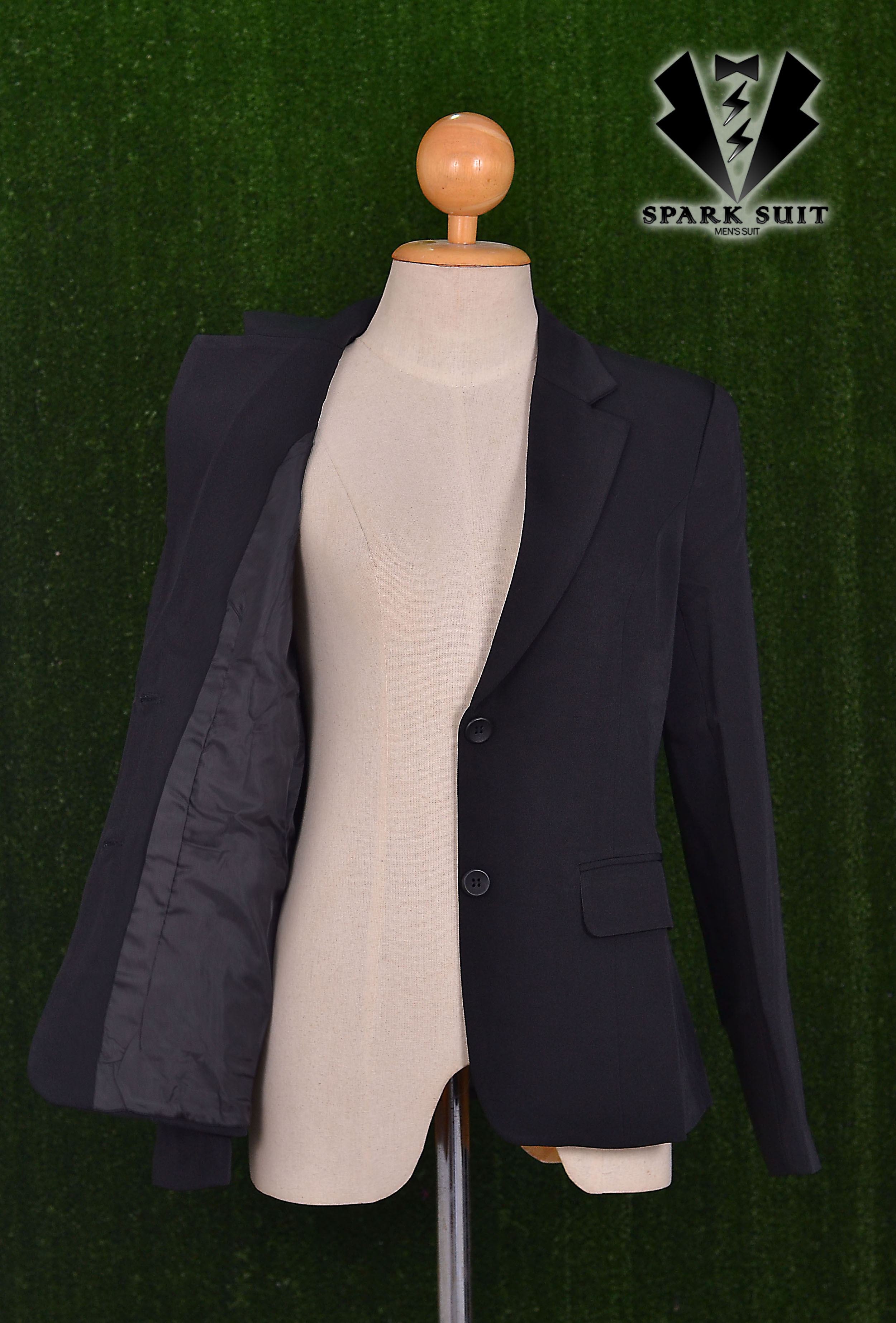 ชุดสูทผู้หญิง สีดำ ผ้าฮานาโกะ สูท+กางเกง Size L