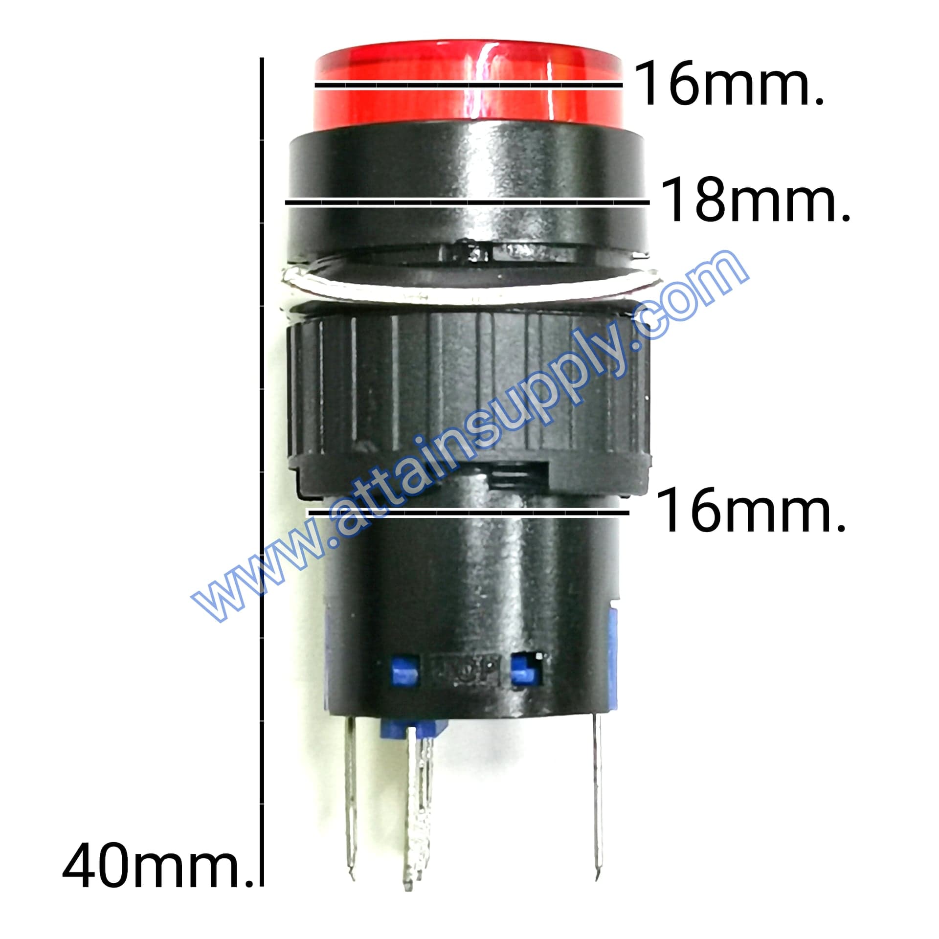 สวิทช์ กดติด-กดดับ/กลมมีไฟ12V/5ขา*สีแดง