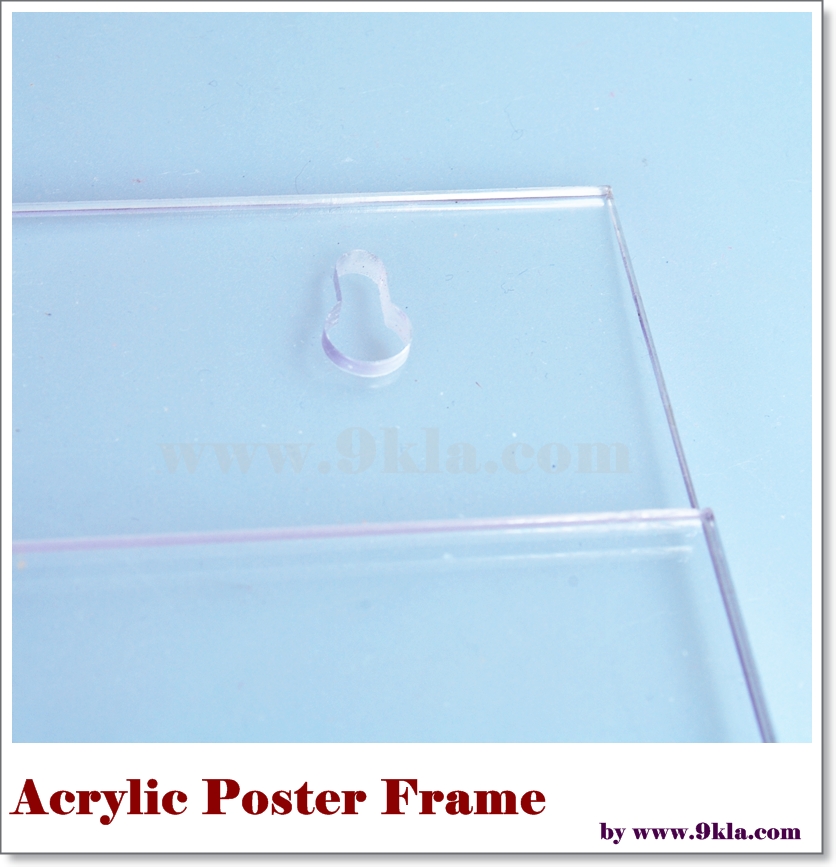 A4 แผ่นป้ายโฆษณาอะครีลิค แบบแขวนผนัง รูปตัว J (Wall Poster Display J Type) (30x21cm) แนวนอน 2mm. แนวตั้ง ใส ชิ้น