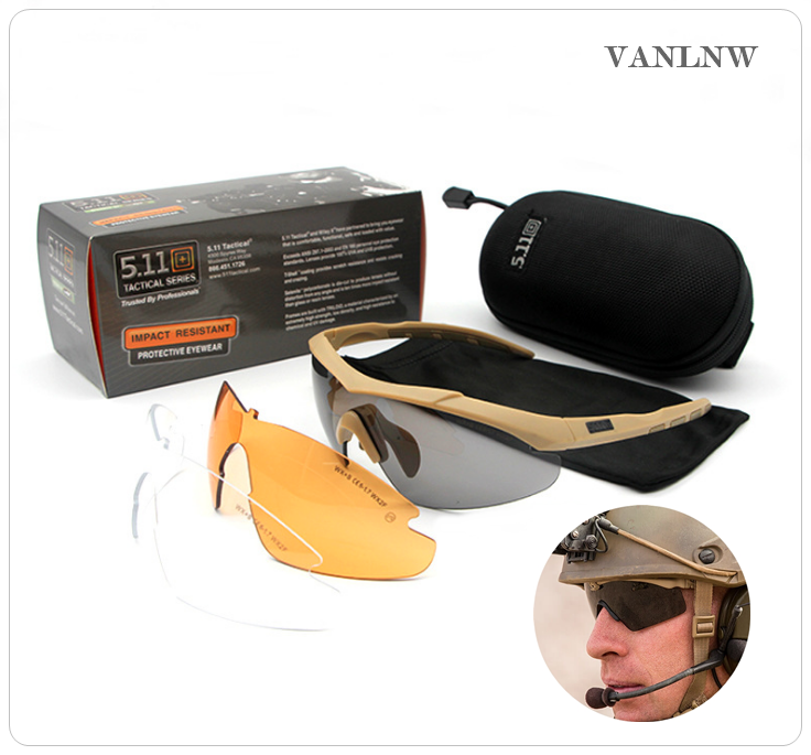 แว่นตาทหาร 5.11 AILERON SHIELD EYEWEAR x 3 LENSES <เบจ>