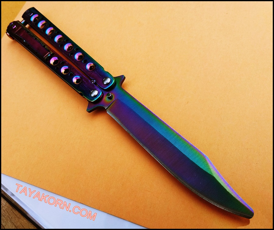 มีดซ้อมควง บาลิซองเรนโบว์ไฟร์ Balisong Rainbow5 Trainer Knife TKBS-BT3TR