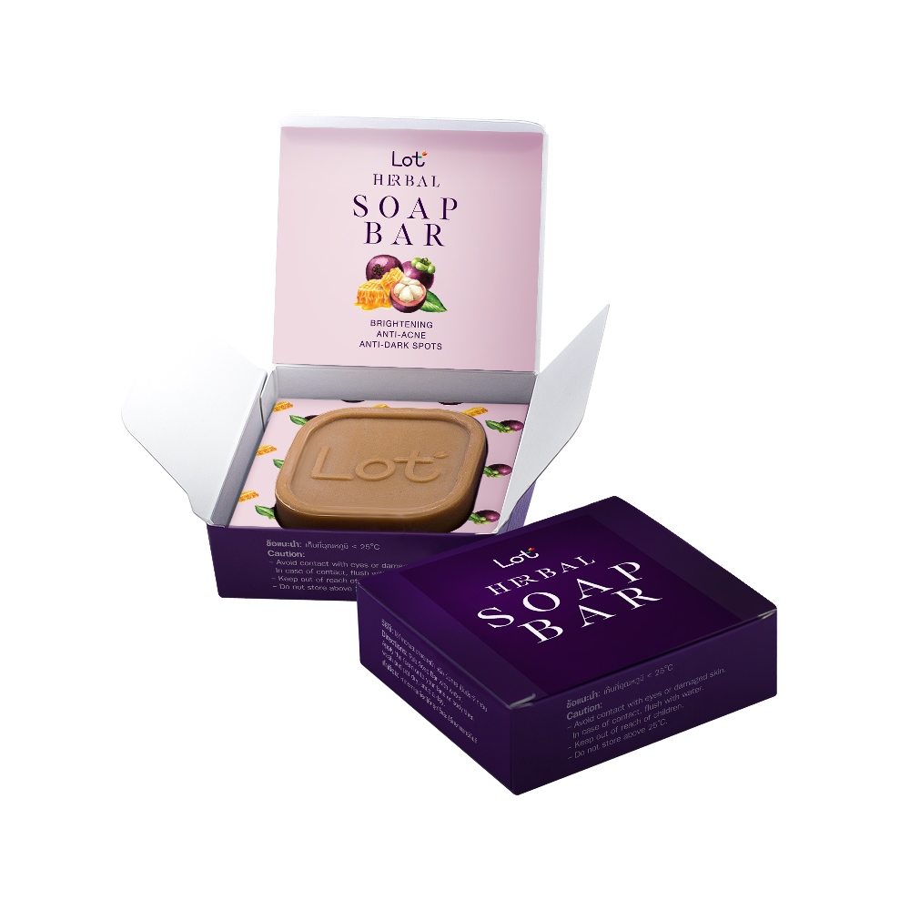LOT ลอต เฮอร์บอล โซฟ บาร์ 40 กรัม LOT HERBAL SOAP BAR 40g, สบู่ก้อน, สบู่มังคุด สบู่น้ำผึ้ง, นงเยาว์,