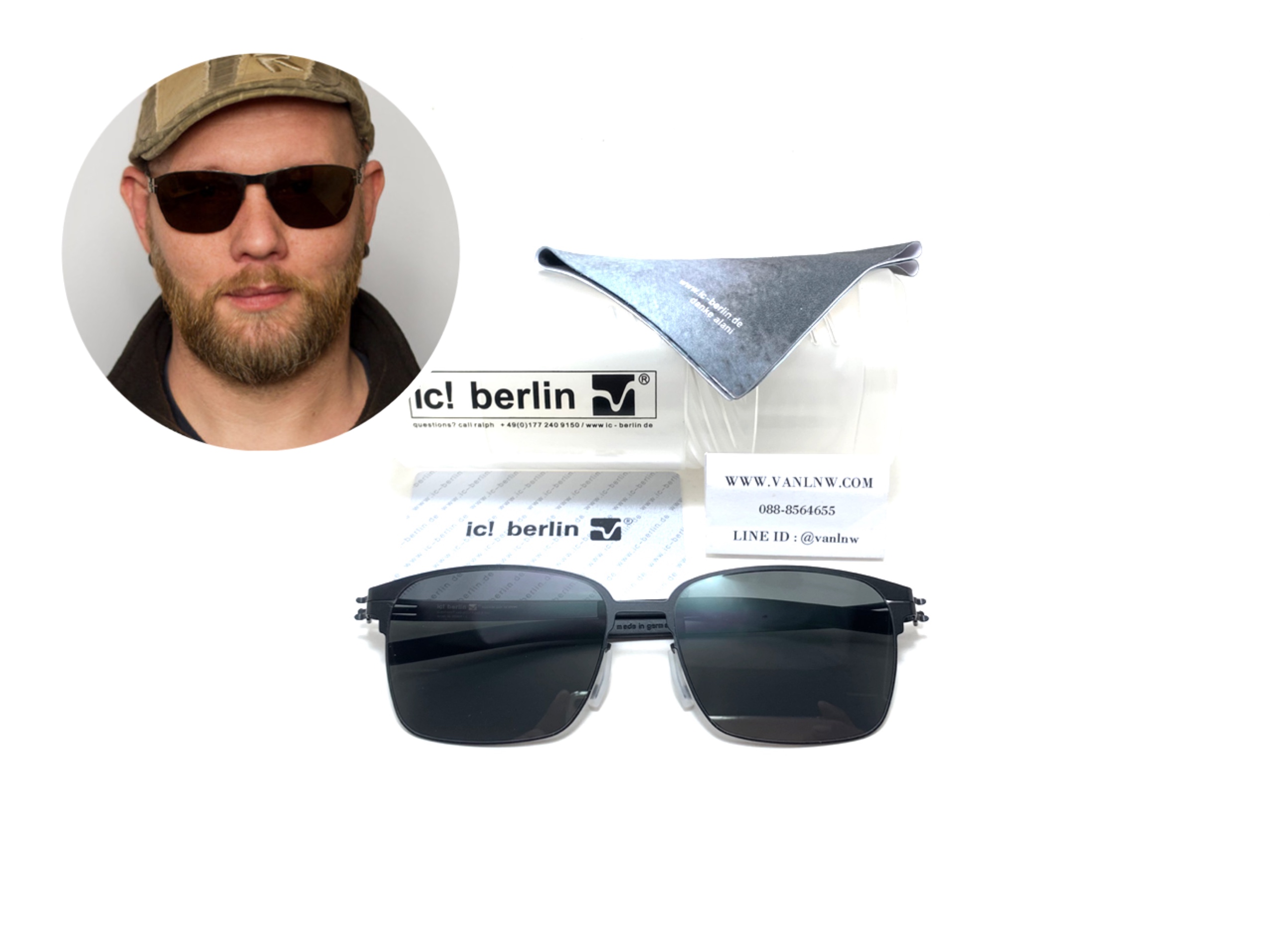 แว่นกันแดด ic berlin model Robert H. black 57-17 <ดำ>