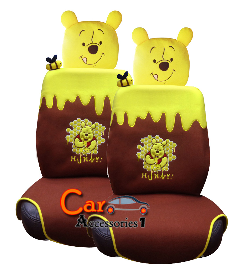 หุ้มเบาะพร้อมหุ้มหัวเบาะรถยนต์หมีพูห์ Hunny เซ็ท 4 ชิ้น (หุ้มเบาะ 2 ชิ้น+หุ้มหัวเบาะ 2 ชิ้น) ลิขสิทธิ์แท้ เซ็ทสุดท้าย!