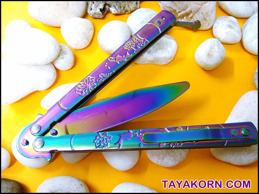 มีดซ้อมควง เรนโบว์ฟิชบาลิซอง Rainbow Fish Balisong Trainer Knife TKBS-RF8TR
